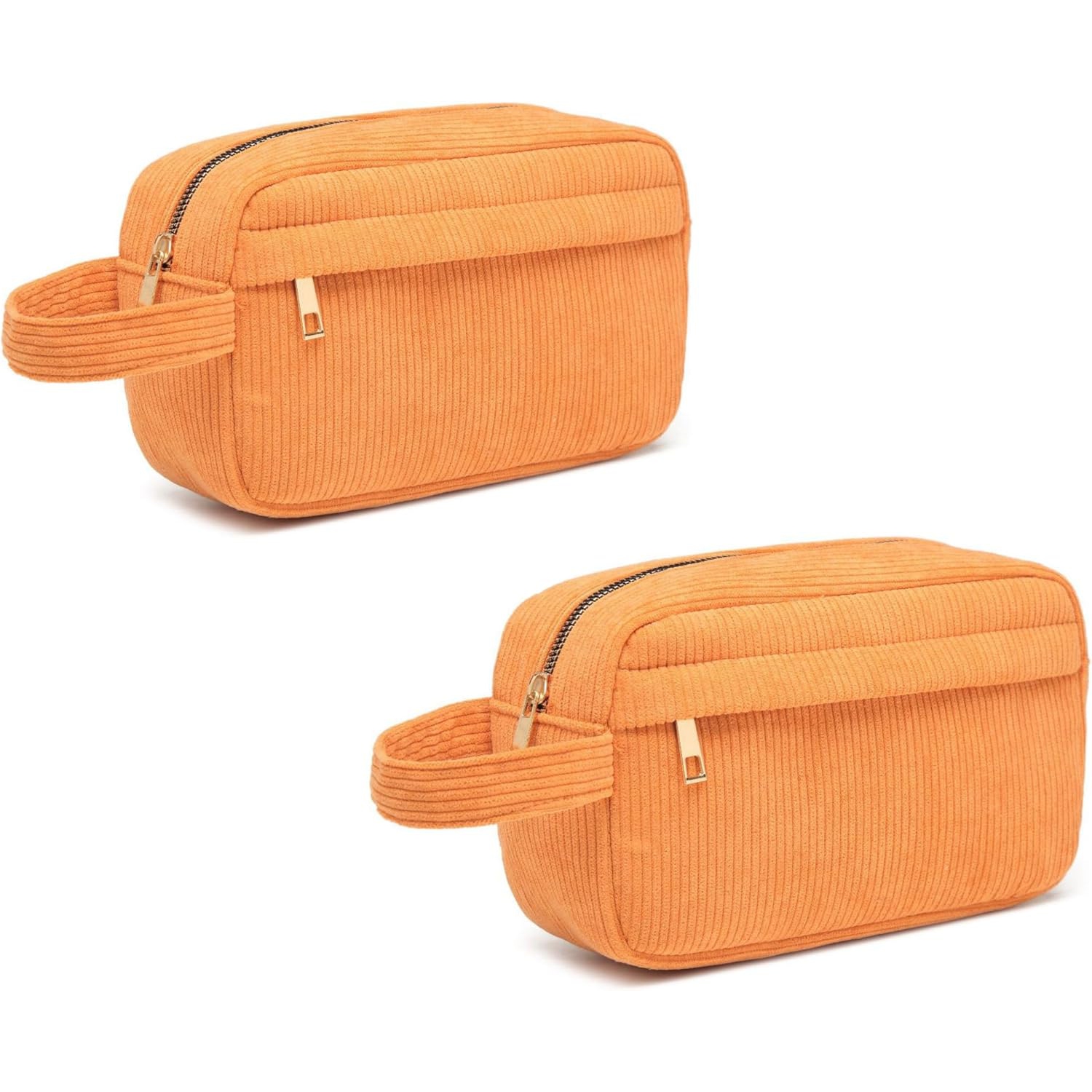 Mini sac à cosmétiques portatif en velours côtelé avec grande capacité, sac de rangement pour rouge à lèvres, élégant et simple - orange
