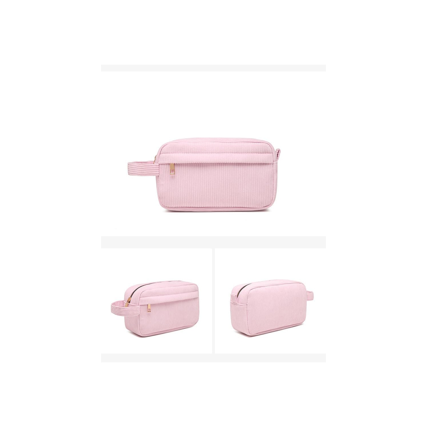 Mini Corduroy Portable Cosmetic Bag with Large Capacity, Lipstick Storage Bag, Stylish and Simple - Pink