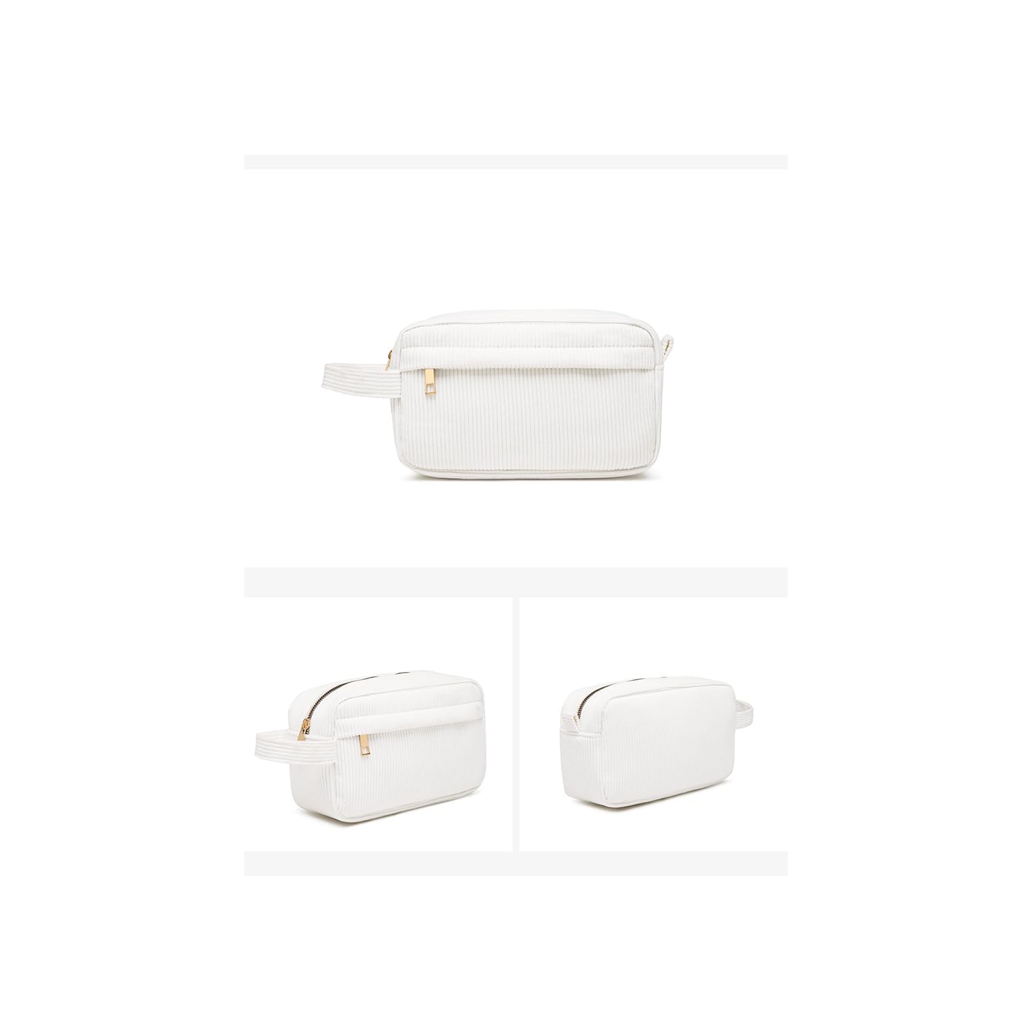 Mini Corduroy Portable Cosmetic Bag with Large Capacity, Lipstick Storage Bag, Stylish and Simple - White