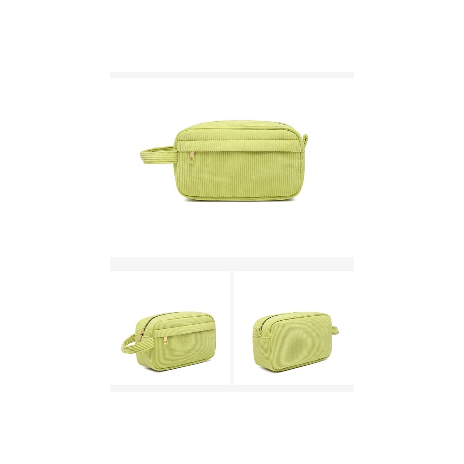 Mini Corduroy Portable Cosmetic Bag with Large Capacity, Lipstick Storage Bag, Stylish and Simple - Green