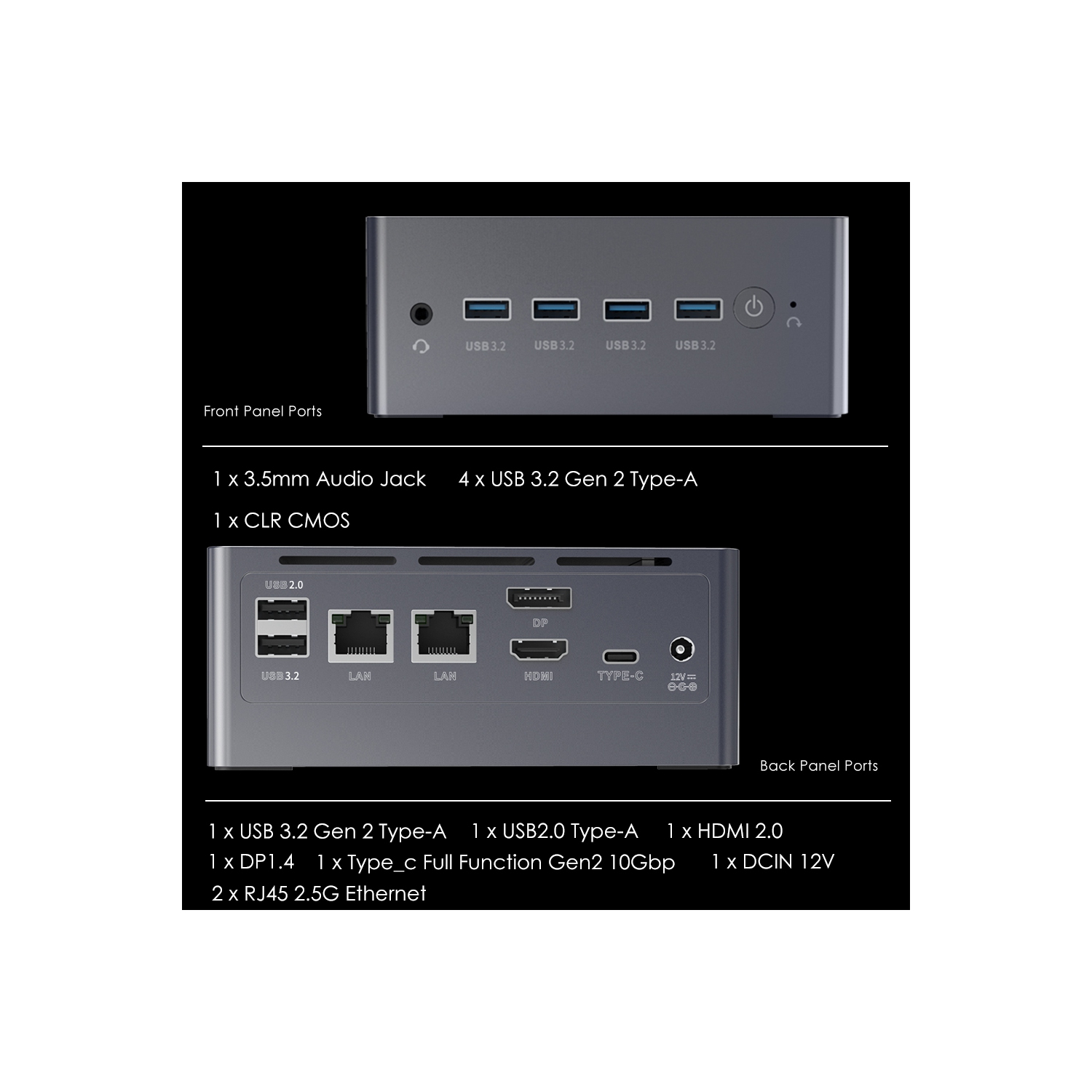 BRE NUC N9NP Mini PC, Intel Core i3-N305, 16GB DDR4 RAM 512GB M.2 SSD, Intel UHD Graphics, Support Triple Display/2 x 2.5GbE I226-V/6 x USB