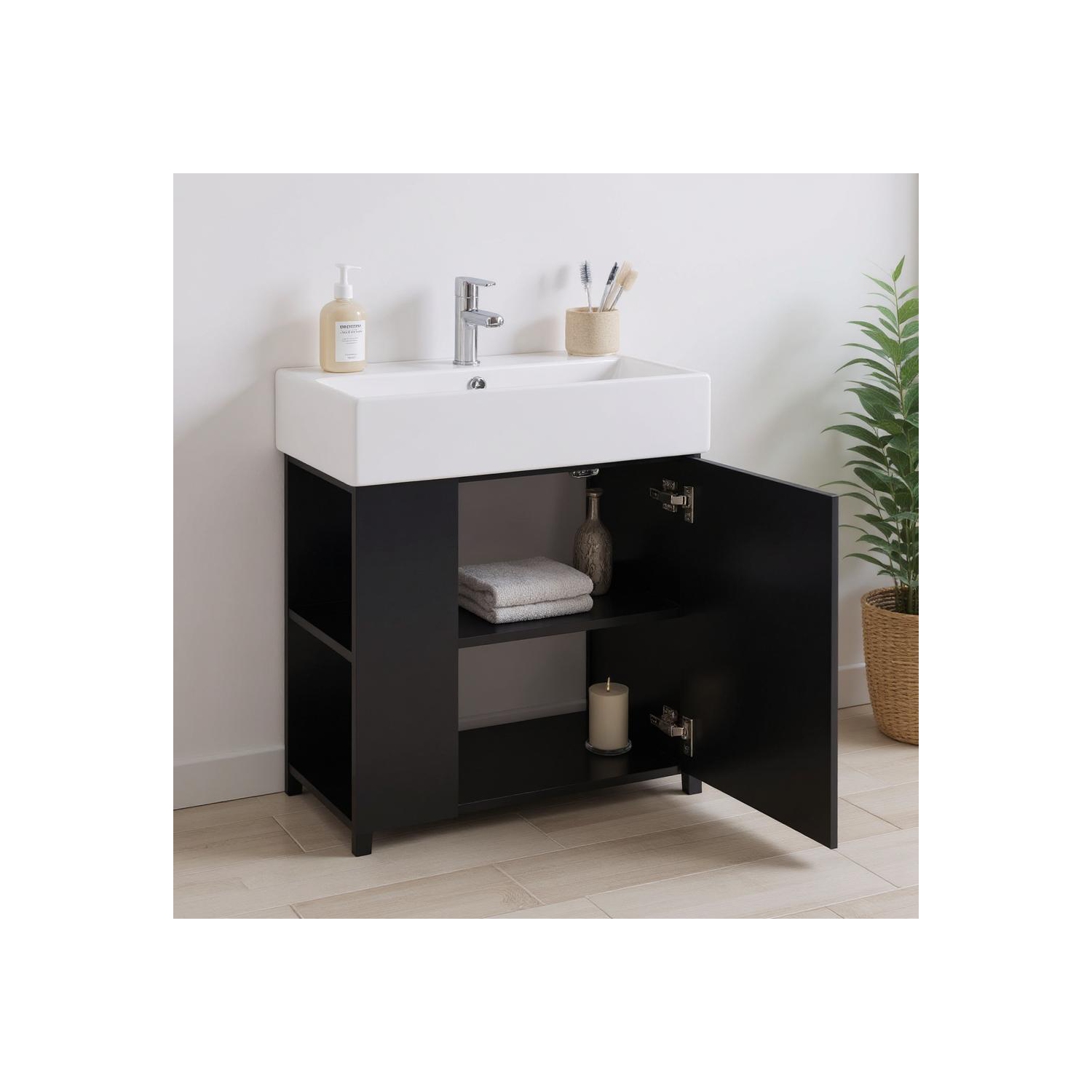 Homy Casa 36 in Green Wall-Mounted Bathroom Vanity with Ceramic Sink