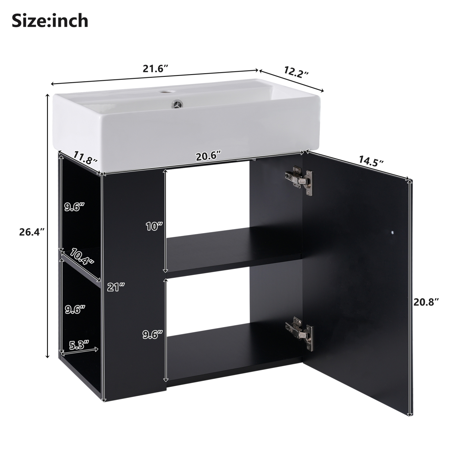 Homy Casa 36 in Green Wall-Mounted Bathroom Vanity with Ceramic Sink