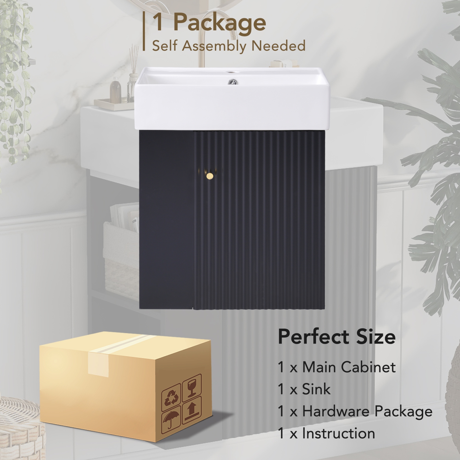 Homy Casa 36 in Green Wall-Mounted Bathroom Vanity with Ceramic Sink