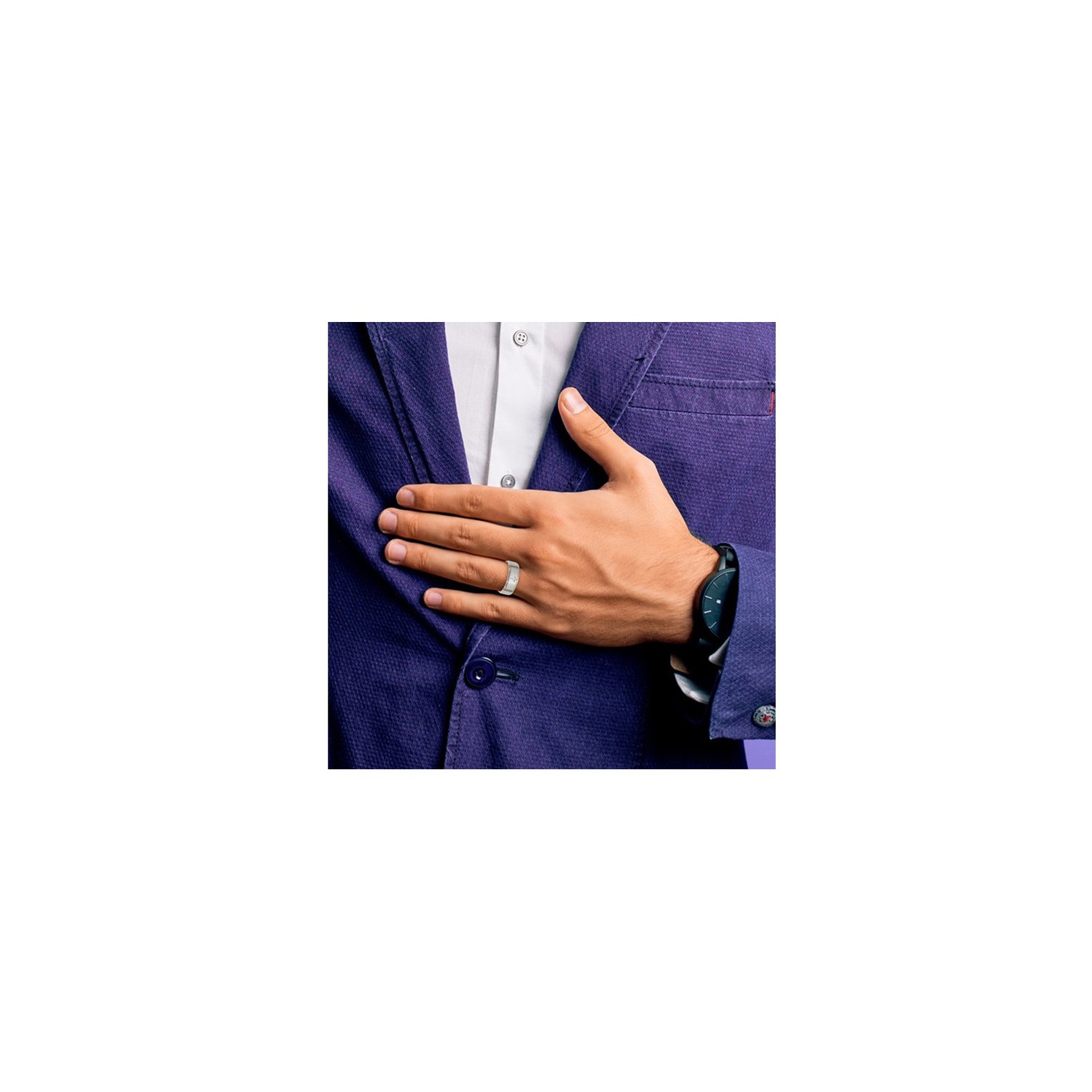 Mens Brushed Ridged Cross Titanium Wedding Band ring