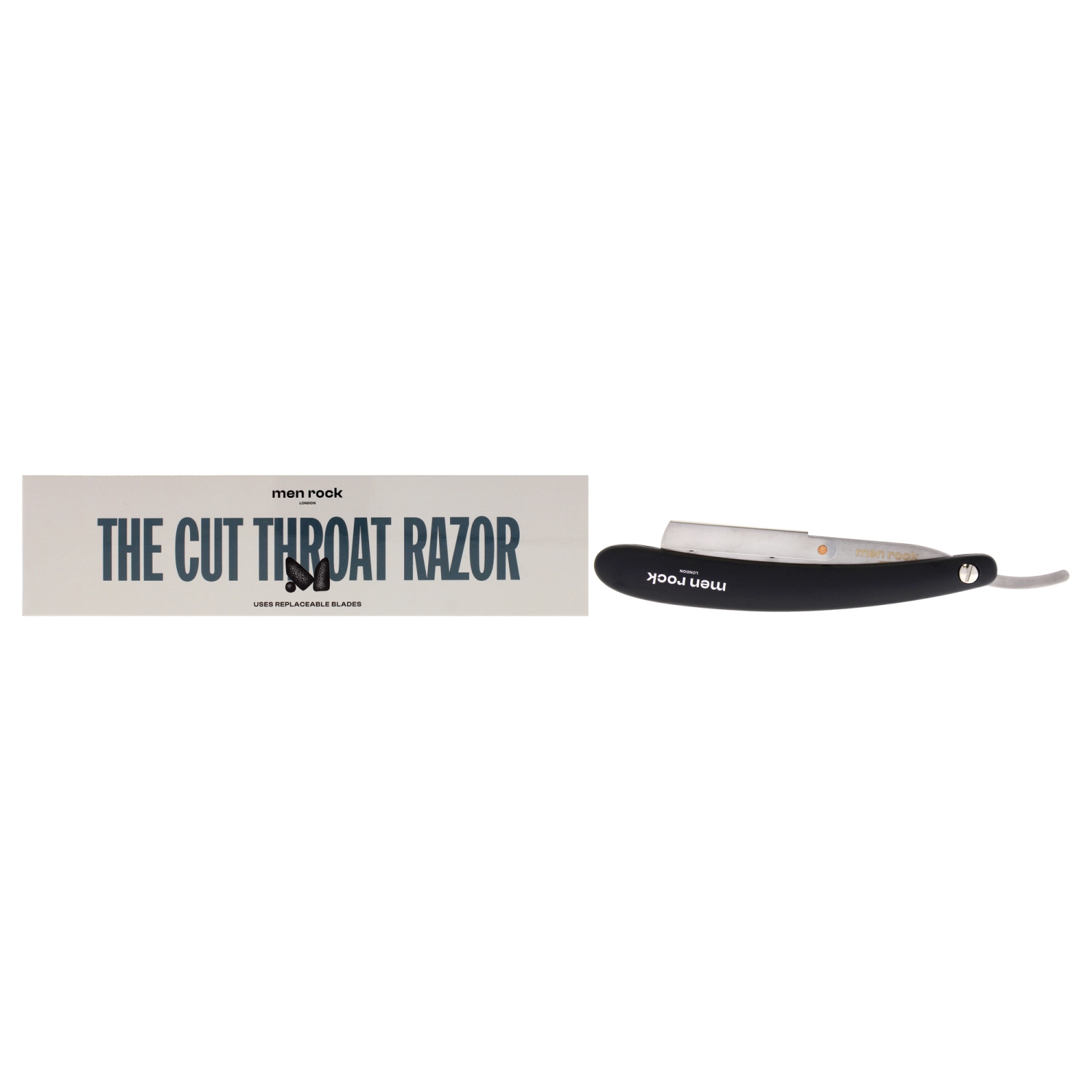 The Cut Throat Razor by Men Rock for Men - 6 Pc Cut Throat Shavette, 5Pc Blades