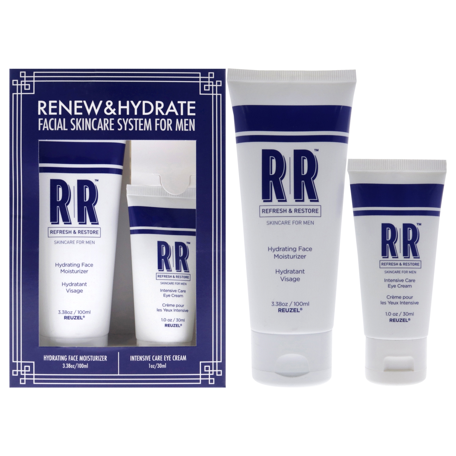 RR Renew and Hydrate Duo de Reuzel pour hommes - 2 crème pour les yeux 1&nbsp;oz Intensive Care, hydratante pour le visage 3,38&nbsp;oz