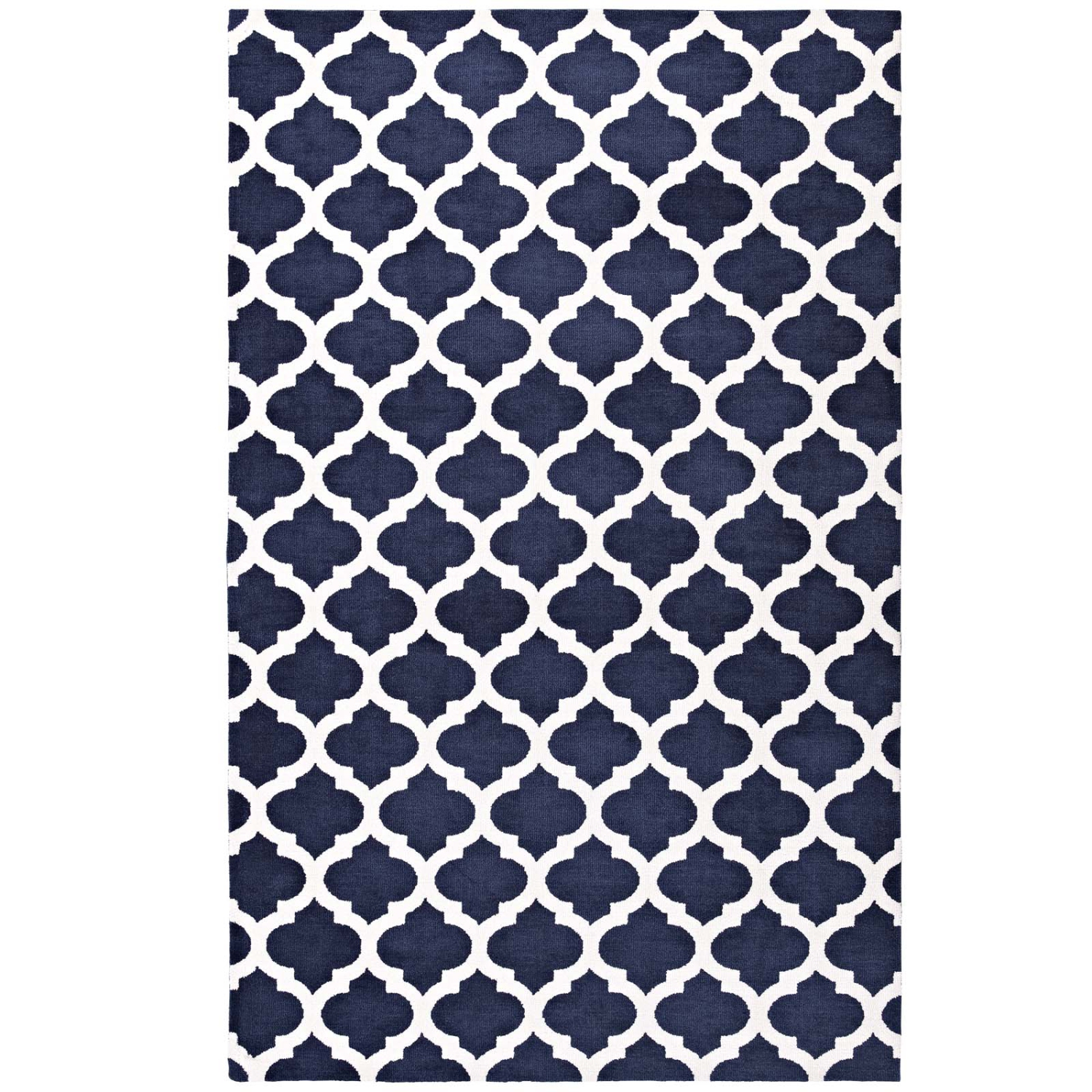 Tapis Marocain Lida de Modway, treillis 8x10, bleu marine et ivoire