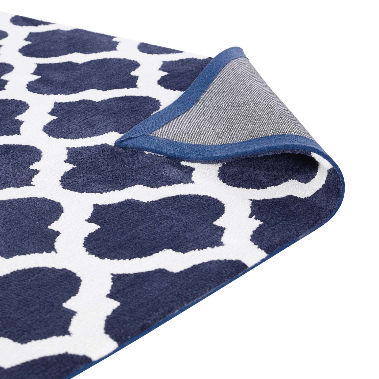 Tapis Marocain Lida de Modway, treillis 8x10, bleu marine et ivoire