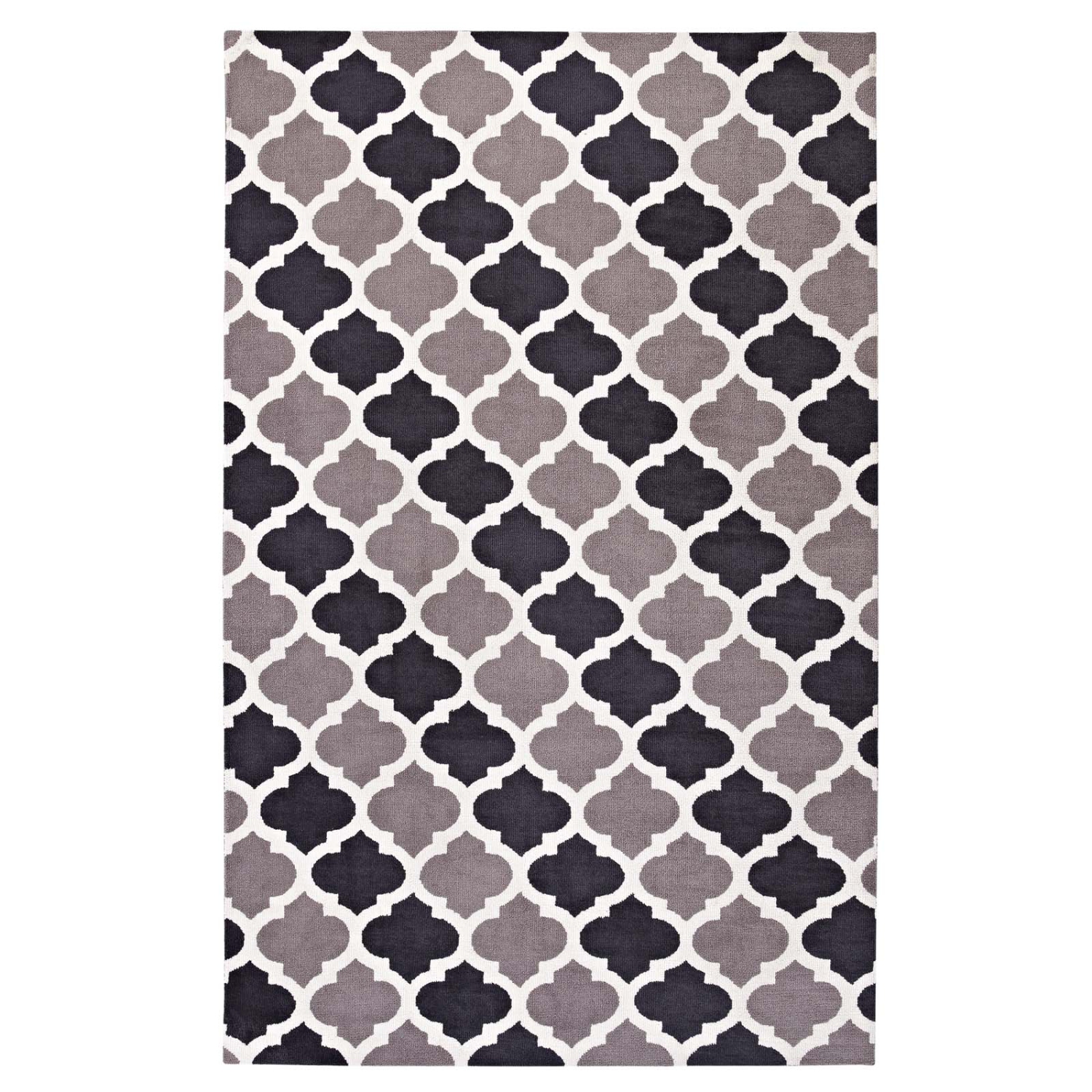 Tapis Marocain Lida de Modway, treillis 8x10, anthracite et noir