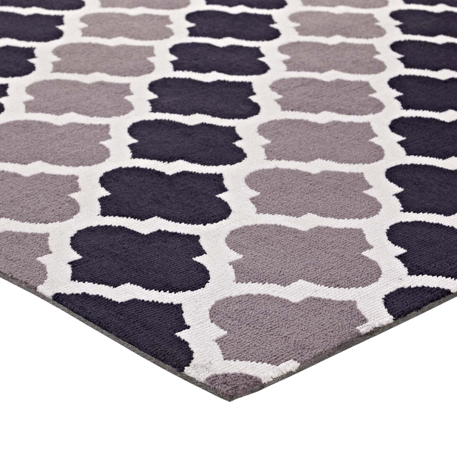 Modway Lida Moroccan Trellis 5x8 Area Rug in Charcoal and Black