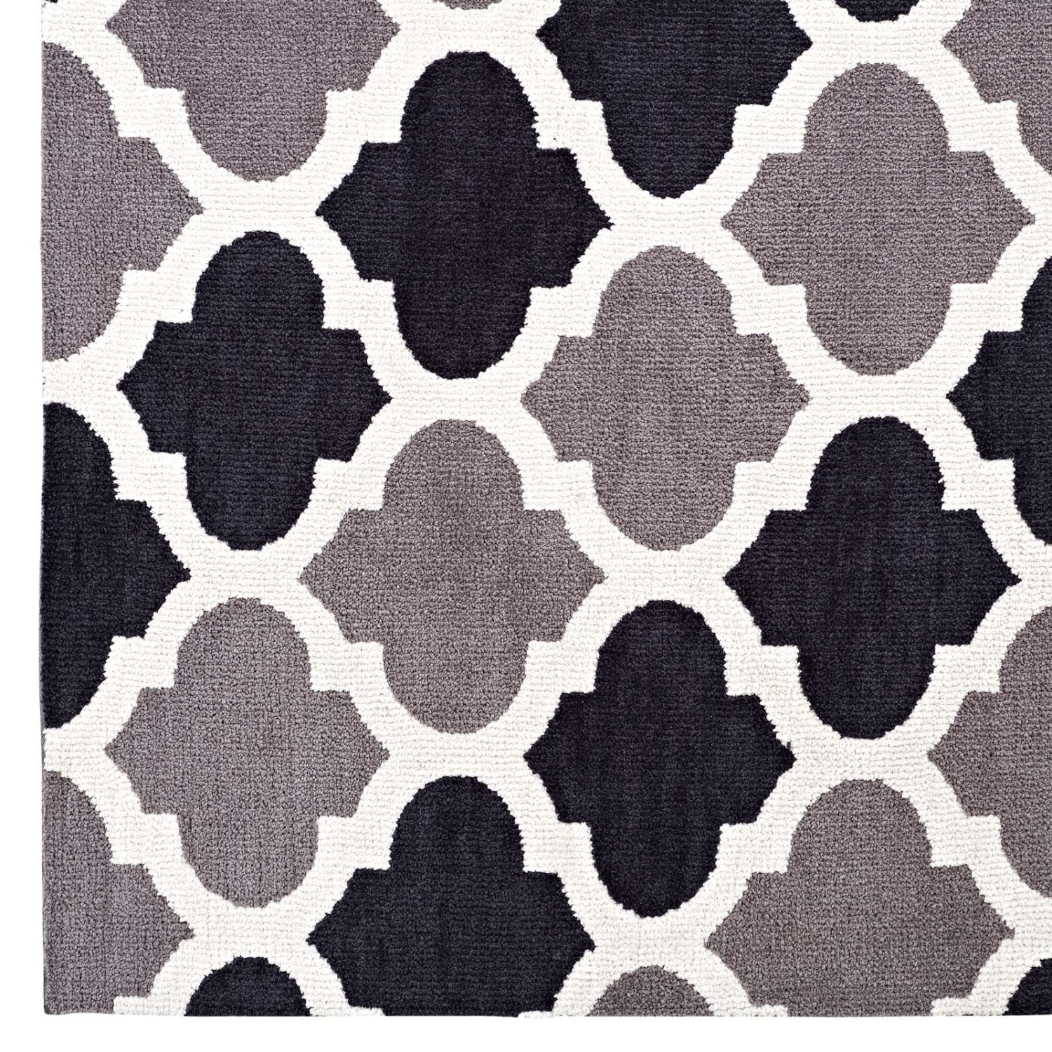 Modway Lida Moroccan Trellis 5x8 Area Rug in Charcoal and Black