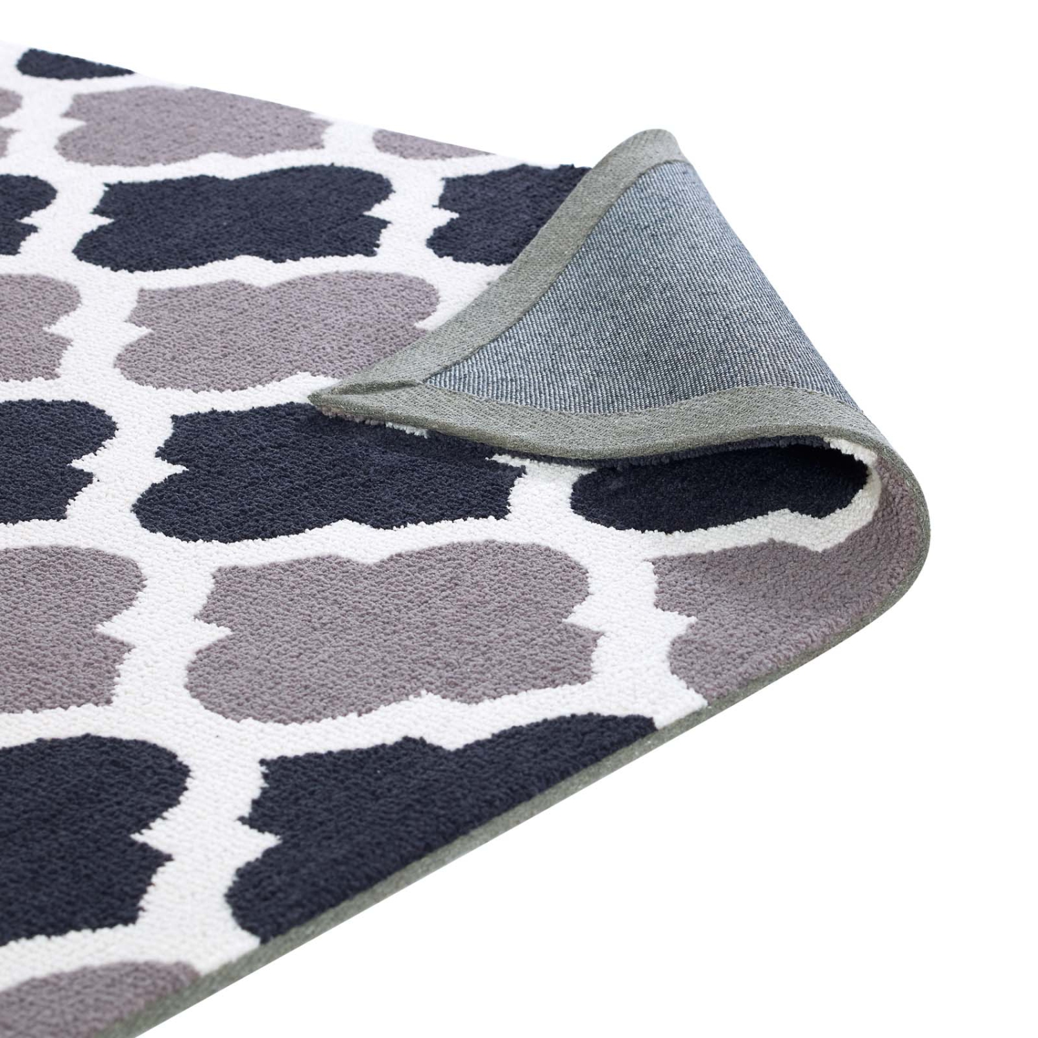 Modway Lida Moroccan Trellis 5x8 Area Rug in Charcoal and Black