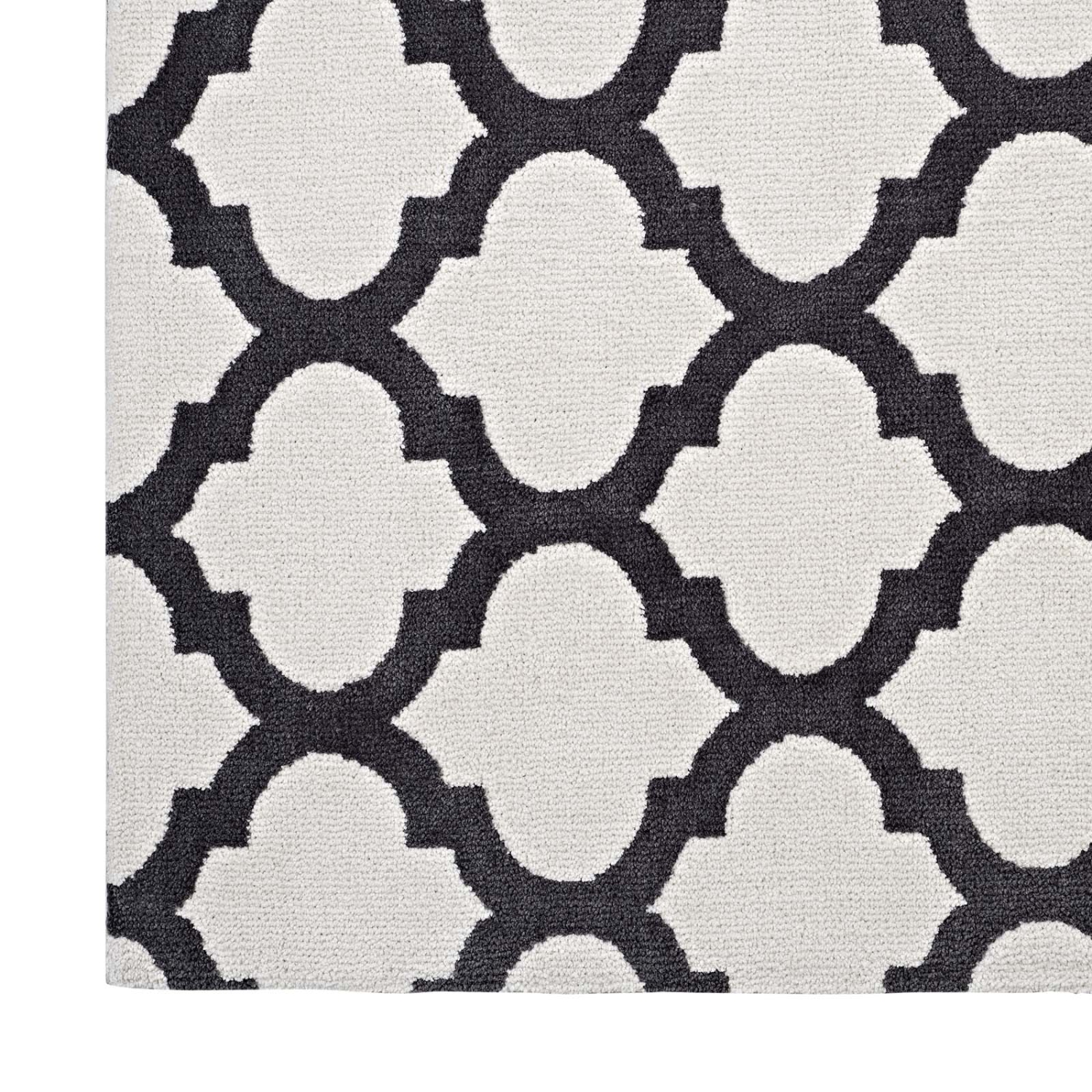Modway Lida Moroccan Trellis 5x8 Area Rug in Ivory and Charcoal
