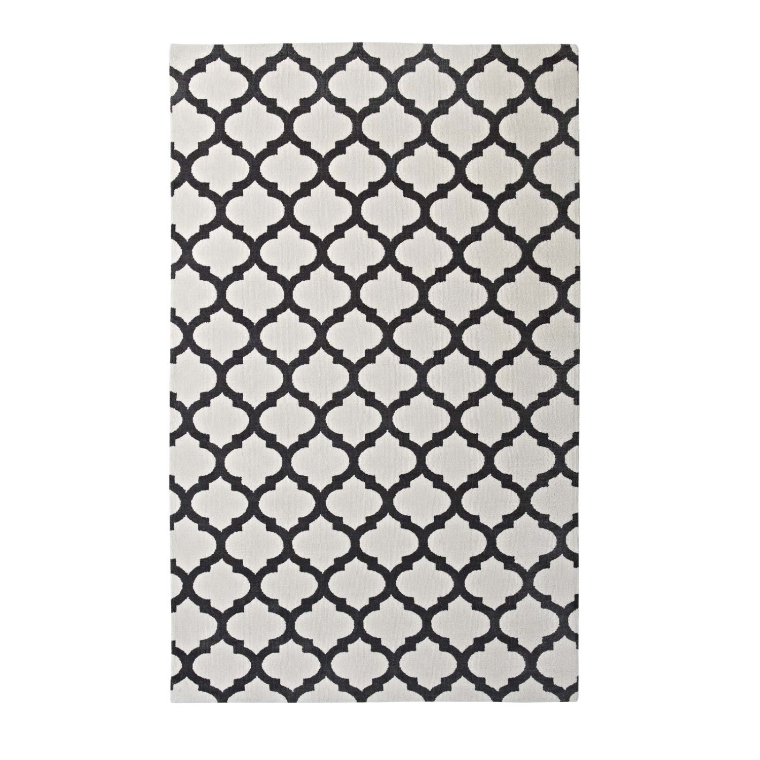 Tapis Marocain Lida de Modway, treillis 8x10, ivoire et anthracite