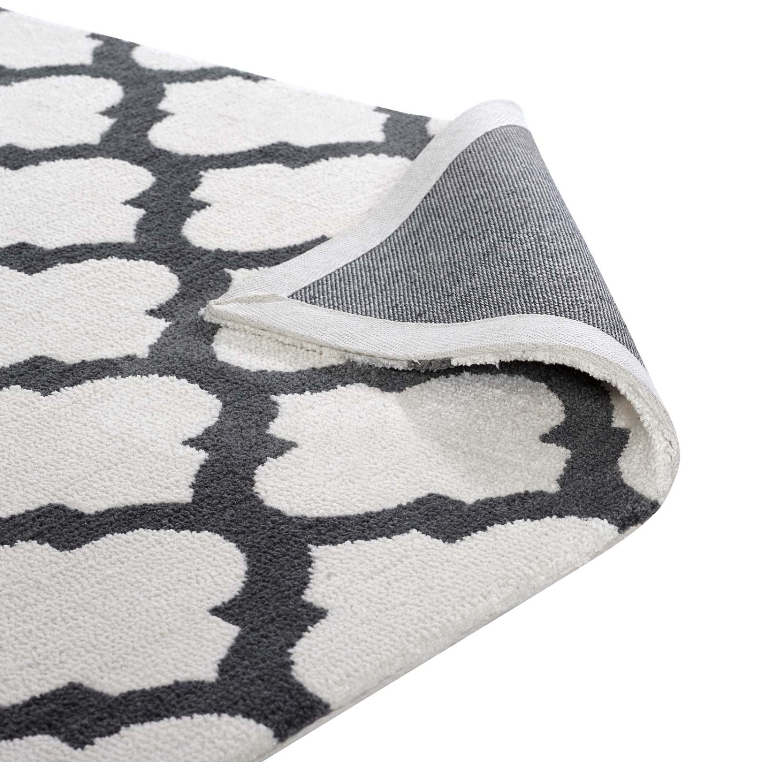 Tapis Marocain Lida de Modway, treillis 8x10, ivoire et anthracite