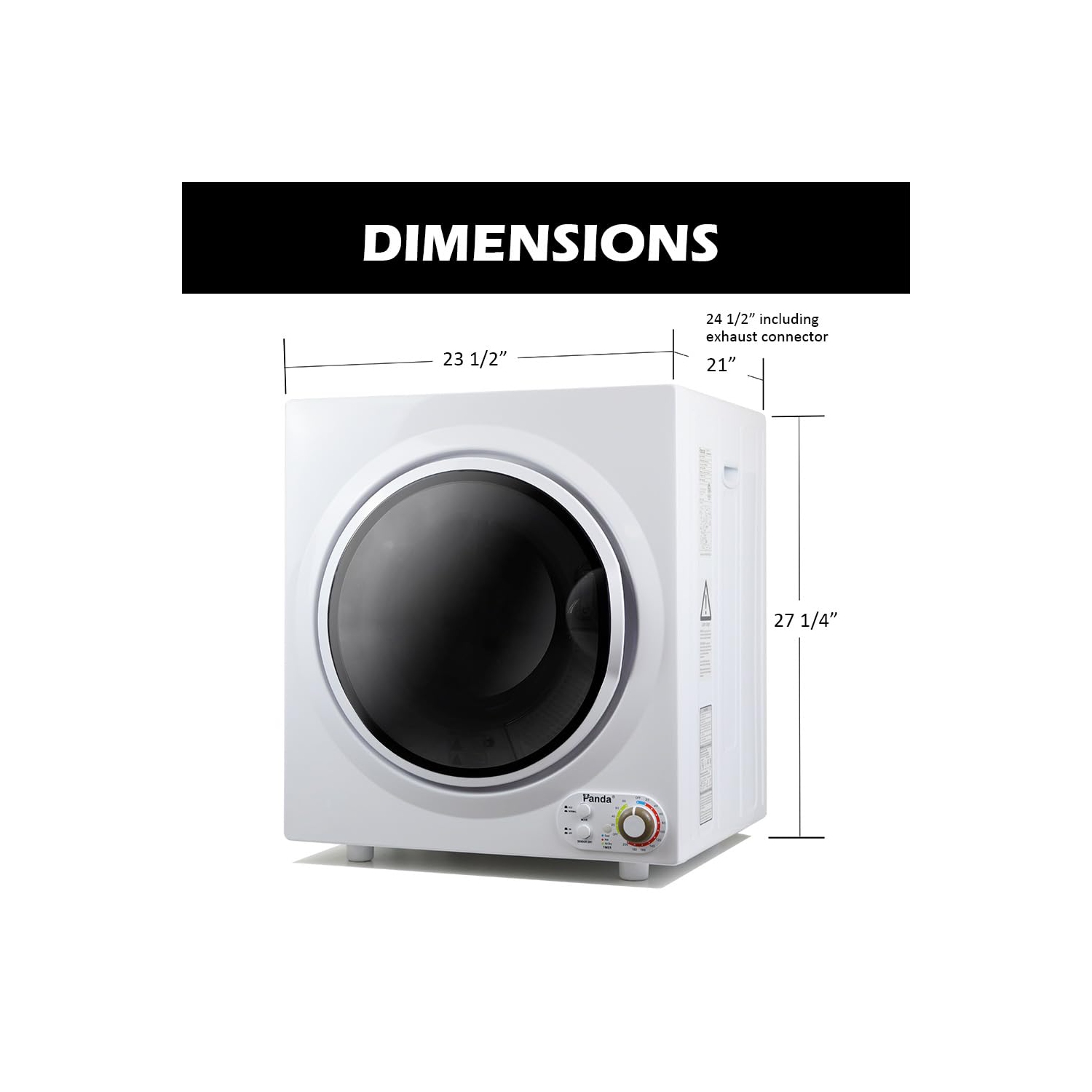 Sécheuse électrique compacte de 3,5 pi3 de Panda – Capacité 13&nbsp;lb, sécheuse portative silencieuse et écoénergétique avec tambour en acier
