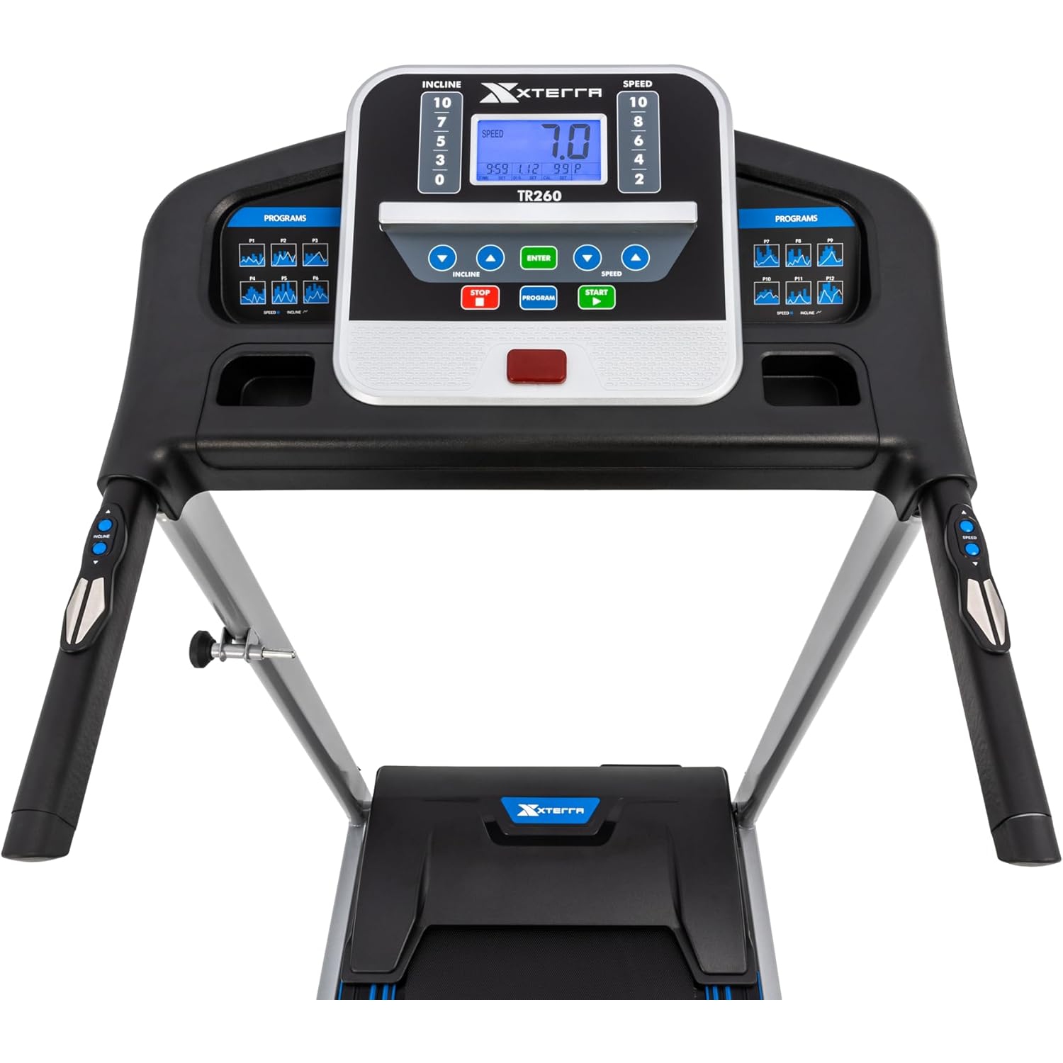 Xterra TR260 Folding Treadmill with Bluetooth, 10 Incline Levels, 10 MPH Max Speed, 2.25 HP Quiet Motor, 16" x 50" Running Surface – Compact