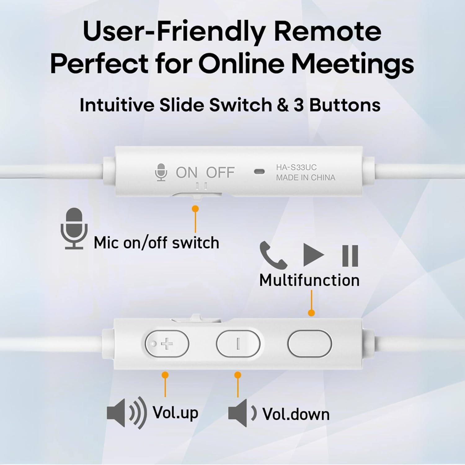 JVC – Écouteurs avec fil USB-C avec microphone – légers, confortables, pliables, blancs – HA-S33UC-W.