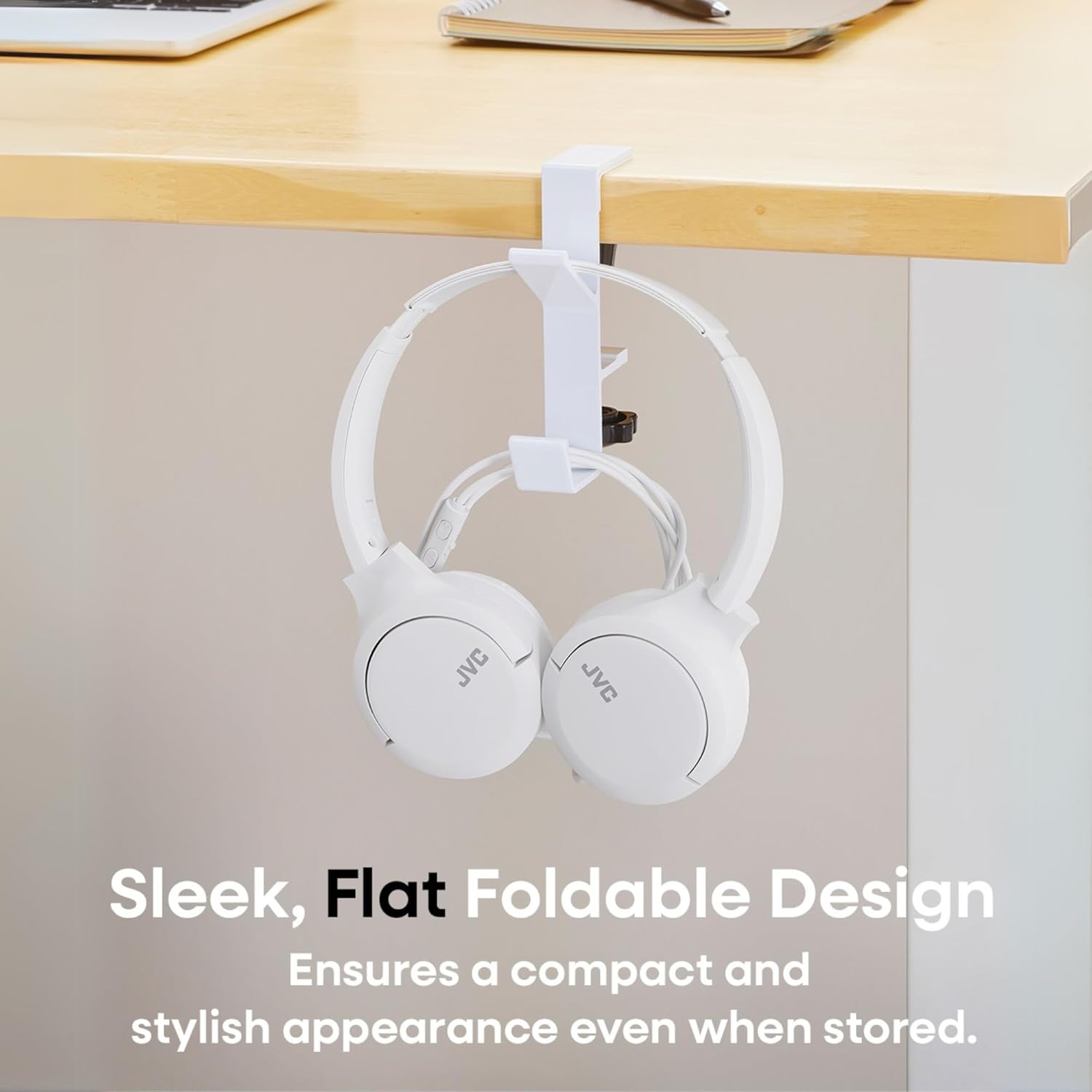 JVC – Écouteurs avec fil USB-C avec microphone – légers, confortables, pliables, blancs – HA-S33UC-W.