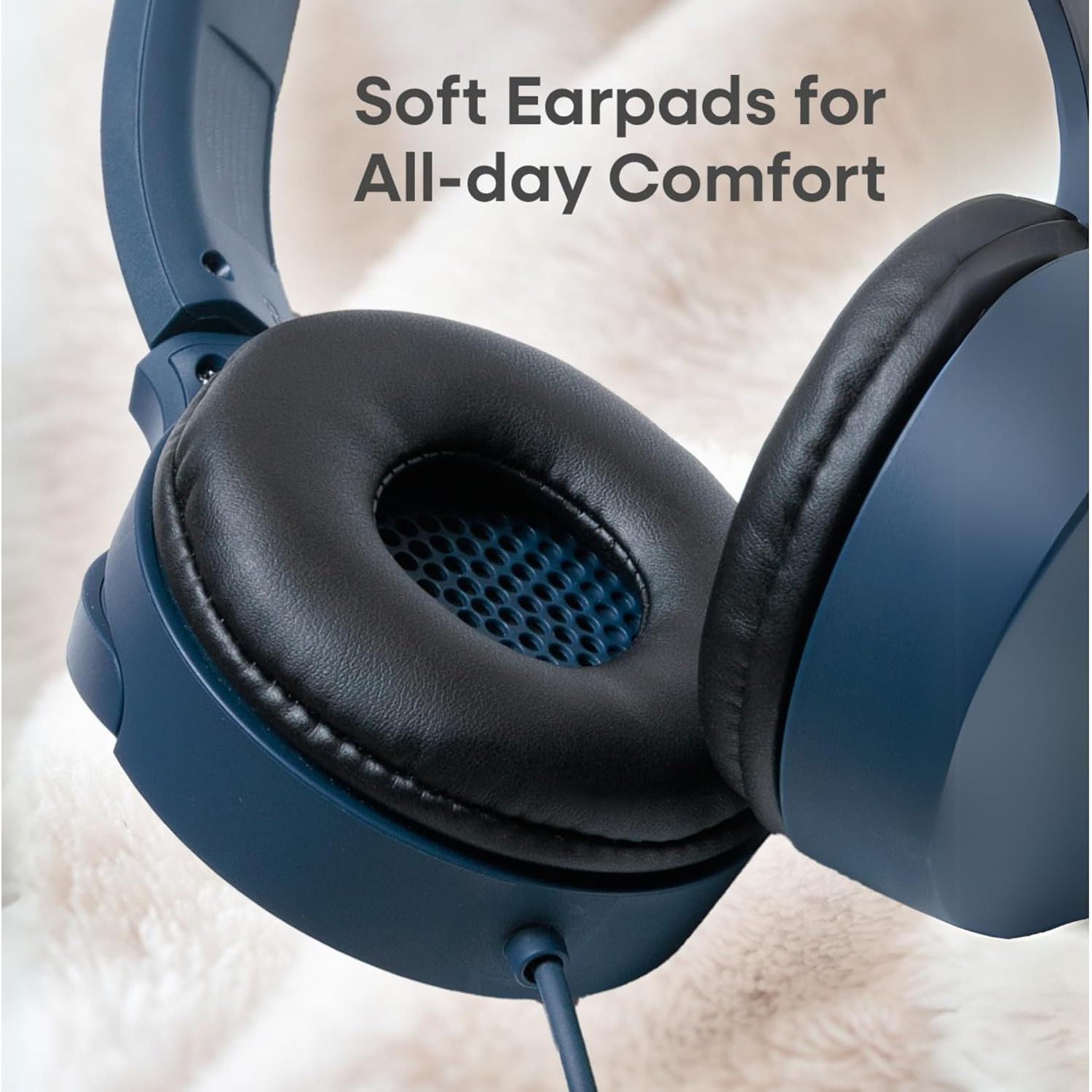 JVC – Écouteurs avec fil USB-C avec microphone – Léger, confortable, pliable, bleu – HA-S33UC-A.