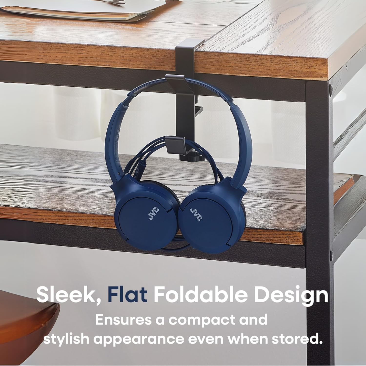 JVC – Écouteurs avec fil USB-C avec microphone – Léger, confortable, pliable, bleu – HA-S33UC-A.