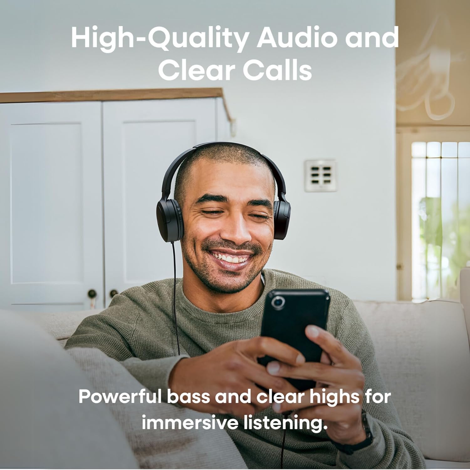 JVC – Écouteurs avec fil USB-C avec microphone – Léger, confortable, pliable, noir - HA-S33UC-B.