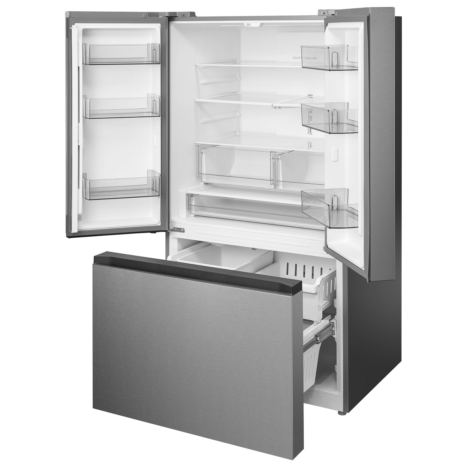 Réfrigérateur à deux portes de 22,6 pi³ 33 po avec distributeur de glaçons de Midea - Inox