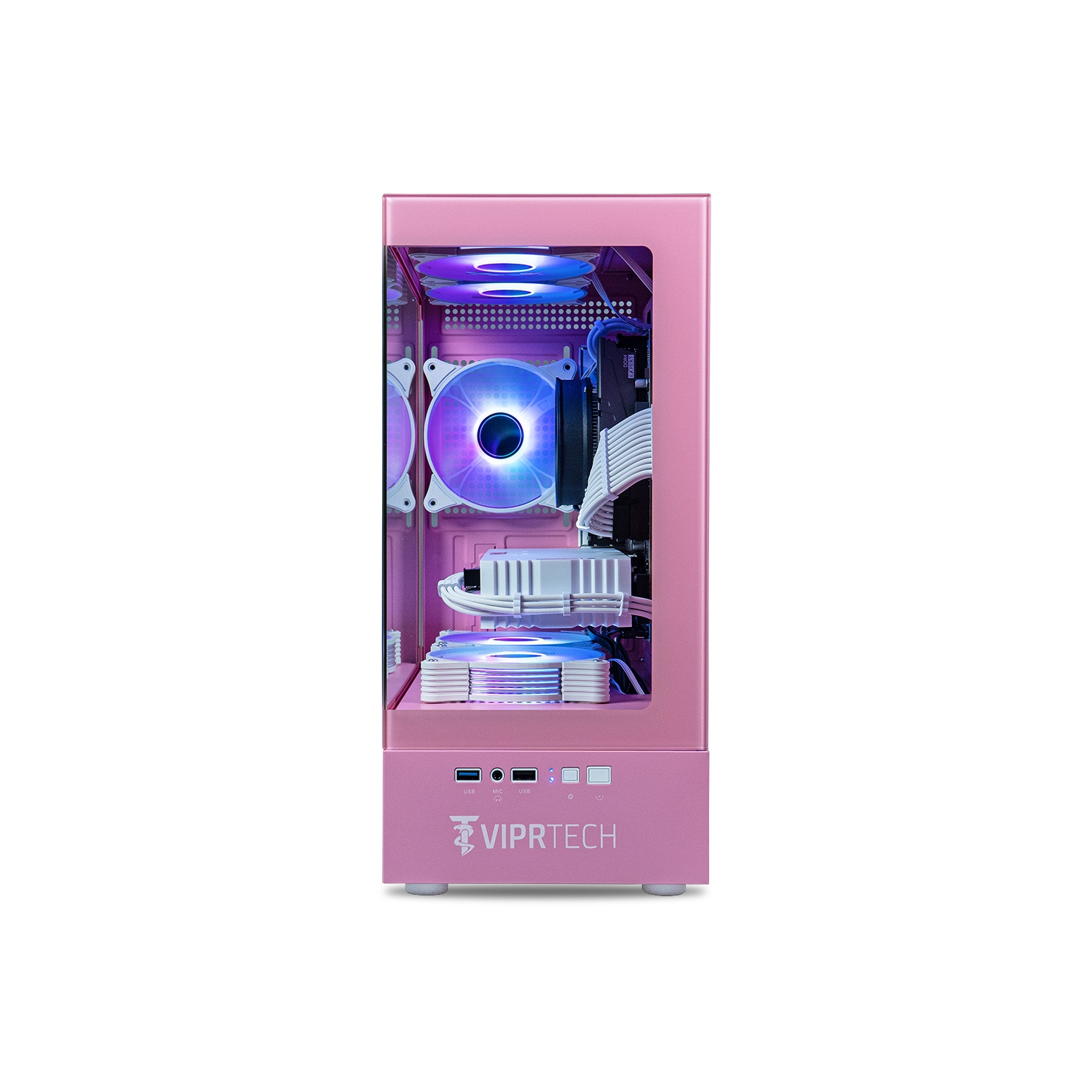 ViprTech Stryker 1.0 Gaming PC - AMD Ryzen 7, AMD RX 580 8GB, 16GB DDR4, 512GB SSD, WiFi BT, Win 11 Pro, Desktop Computer Prebuilt, Pink