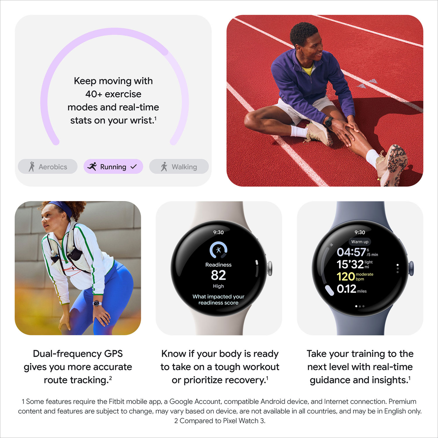 Google Pixel Watch 4 45mm Polished Silver Aluminum Case with Porcelain Active Band