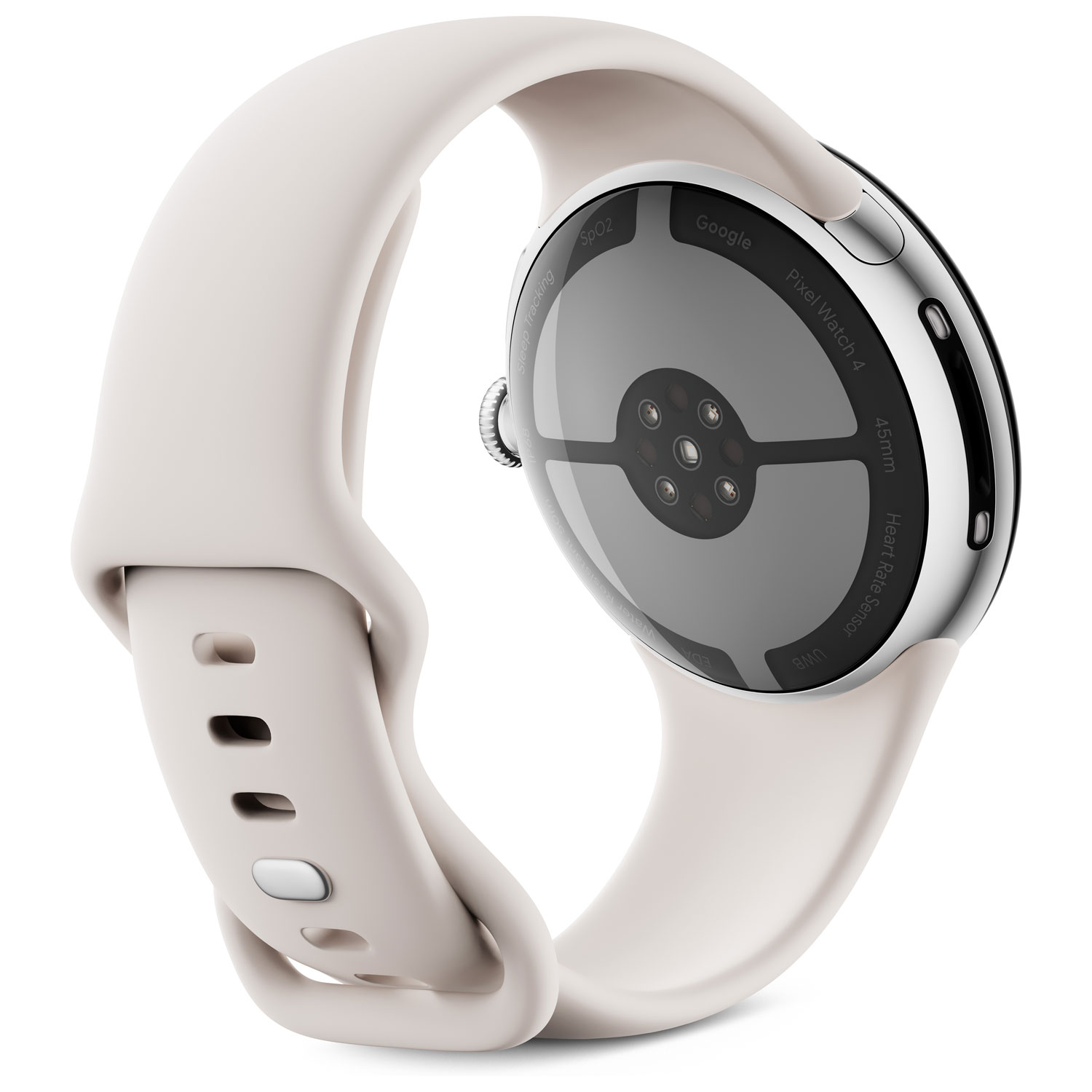 Google Pixel Watch 4 45mm Polished Silver Aluminum Case with Porcelain Active Band