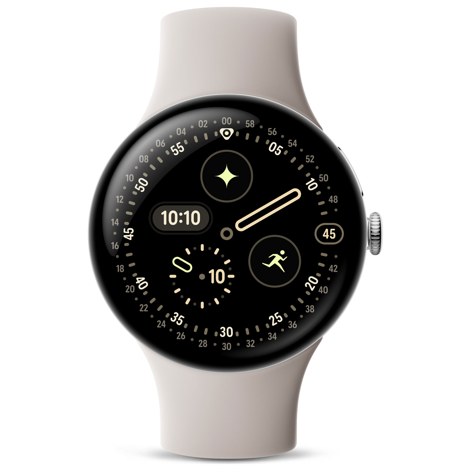 Google Pixel Watch 4 45mm Polished Silver Aluminum Case with Porcelain Active Band