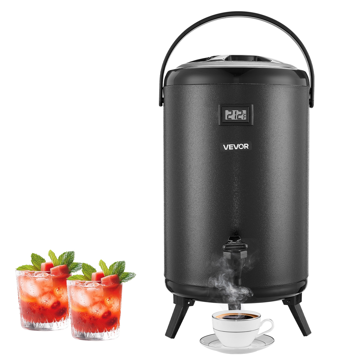 VEVOR 3.2 Gal/12L Insulated Beverage Dispenser, Stainless Steel Thermal Drink Server with Spigot & Temp Display,Suitable for Hot and Cold Drinks,for