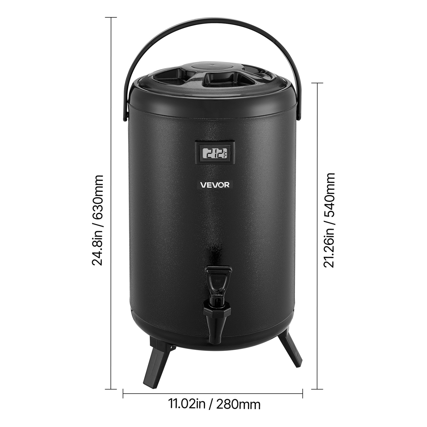 VEVOR 3.2 Gal/12L Insulated Beverage Dispenser, Stainless Steel Thermal Drink Server with Spigot & Temp Display,Suitable for Hot and Cold Drinks,for