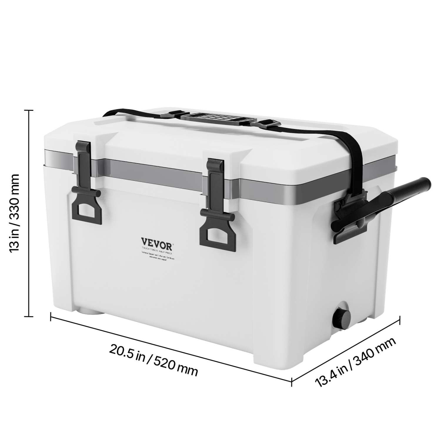 VEVOR 26 QT Portable Cooler, Hard Cooler with Ice Retention, Heavy-Duty Handles and Strap, Lightweight Rigid Material Insulated Portable Cooler,