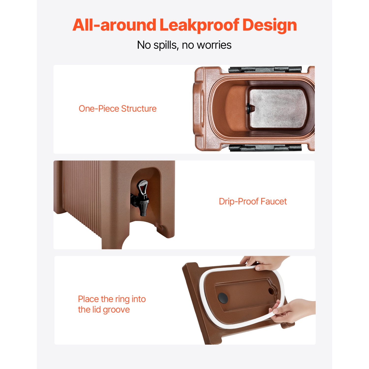 VEVOR 5 Gal/19L Insulated Beverage Dispenser, Hot and Cold Beverage Server with Spigot & Handle,Food-Grade Thermal Drink Dispenser Cooler for Tea