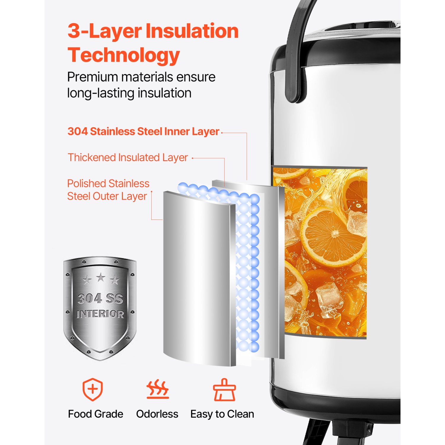 VEVOR 3.2 Gal/12L Insulated Beverage Dispenser,Stainless Steel Thermal Drink Server with Spigot & Temp Display,Suitable for Hot and Cold Drinks,for