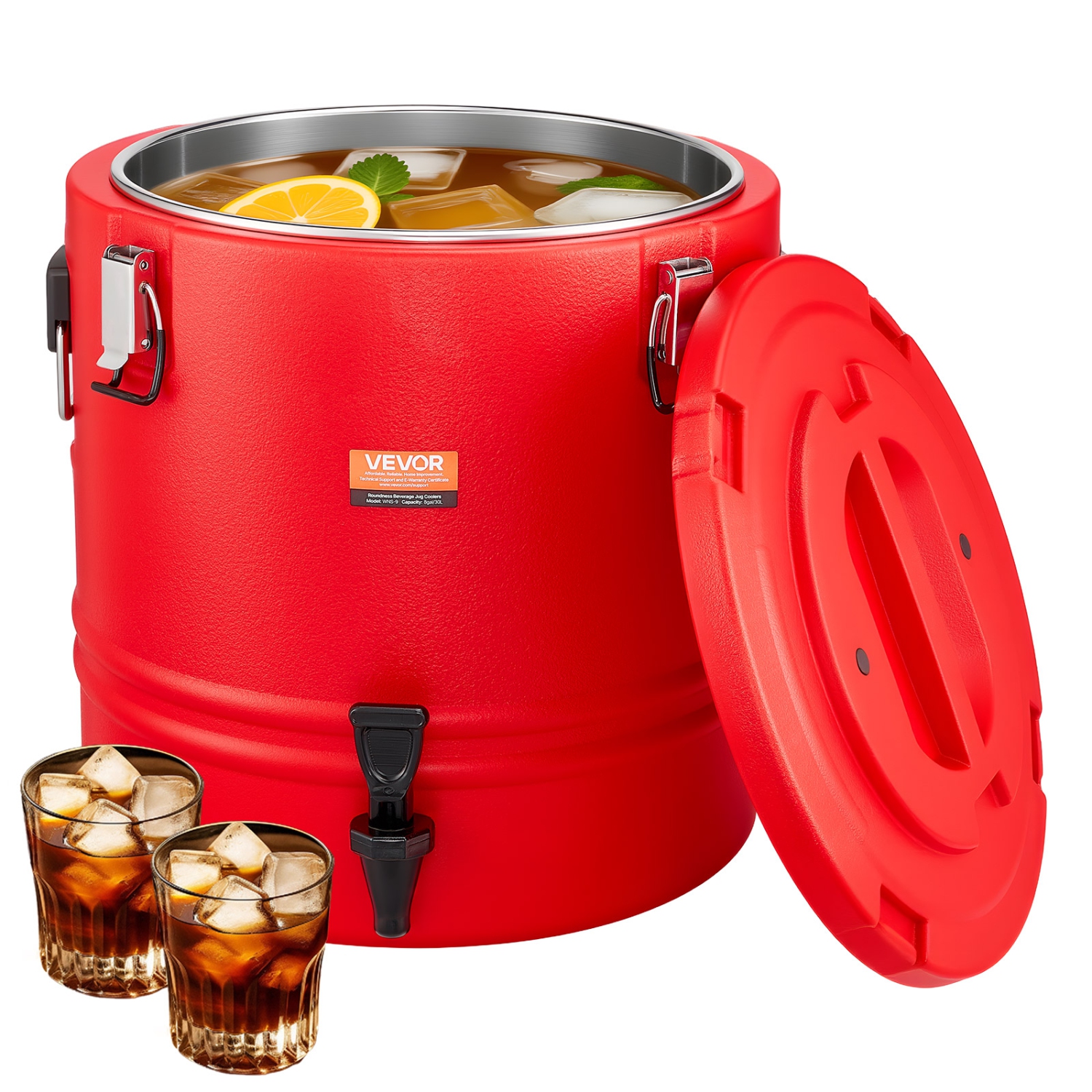 VEVOR 8 Gal/30.3L Insulated Beverage Dispenser, Thermal Hot and Cold Drink Server Dispenser with Spigot, Food-Grade Cooler Jug with 304 Stainless
