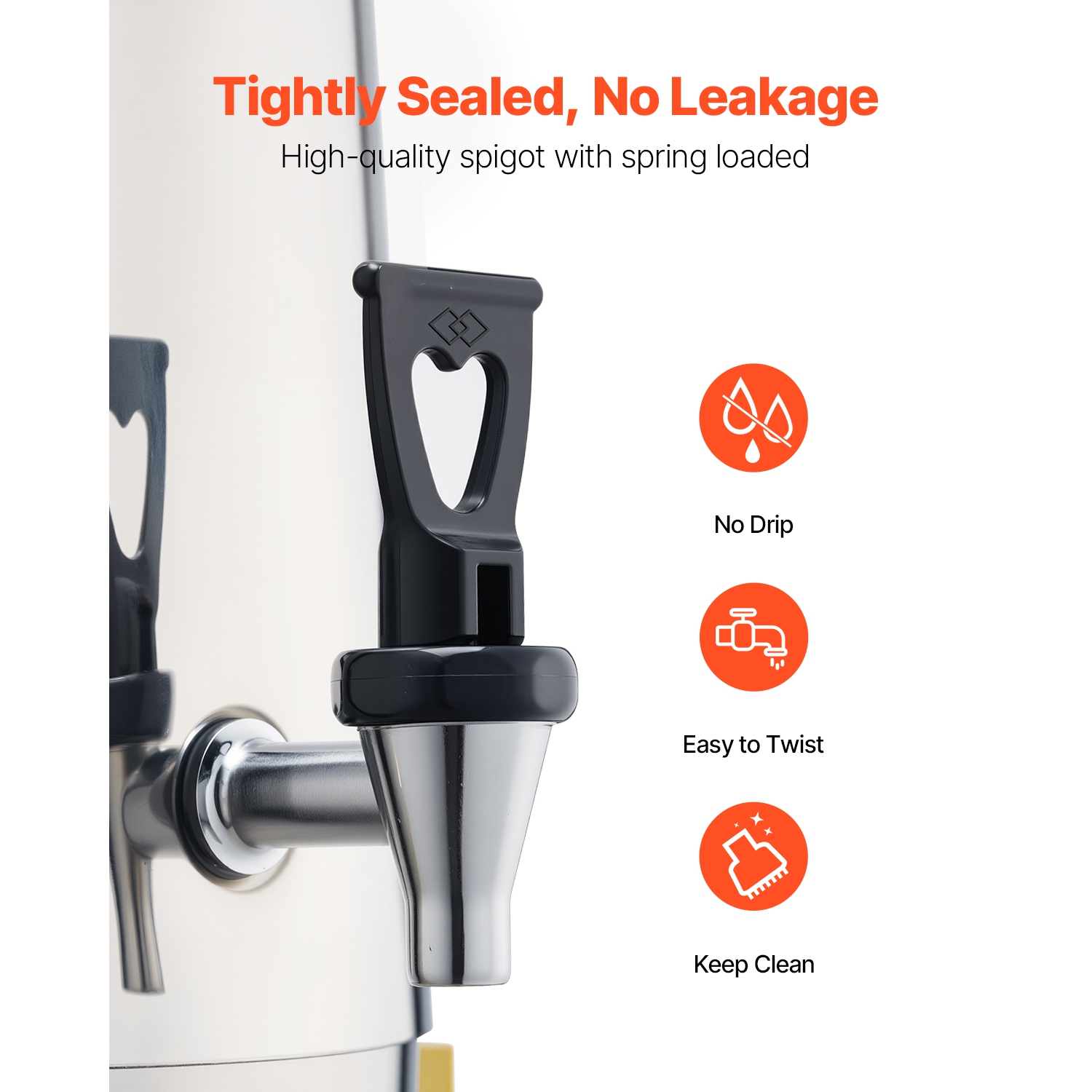 VEVOR 3.4 Gallon Stainless Steel Beverage Dispenser, Drink Dispenser with Alcohol Burner, Hot & Cold Drink Dispensers with Spigot for Coffee Tea Hot