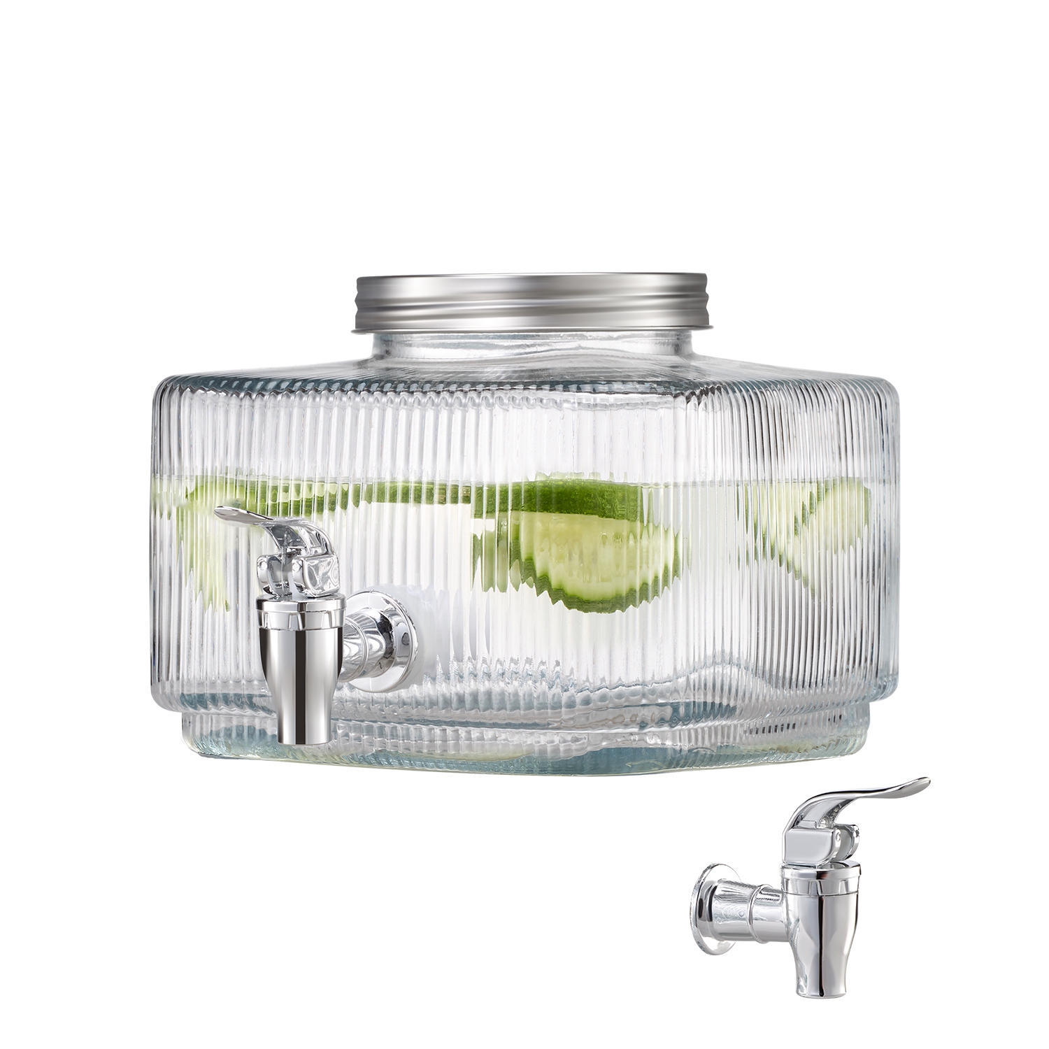 VEVOR 0.8 Gallon Beverage Dispenser, Drink Dispensers for Parties, Glass Juice Dispenser with No-Drip Spigot and Lid, Iced Tea Lemonade Juice Water