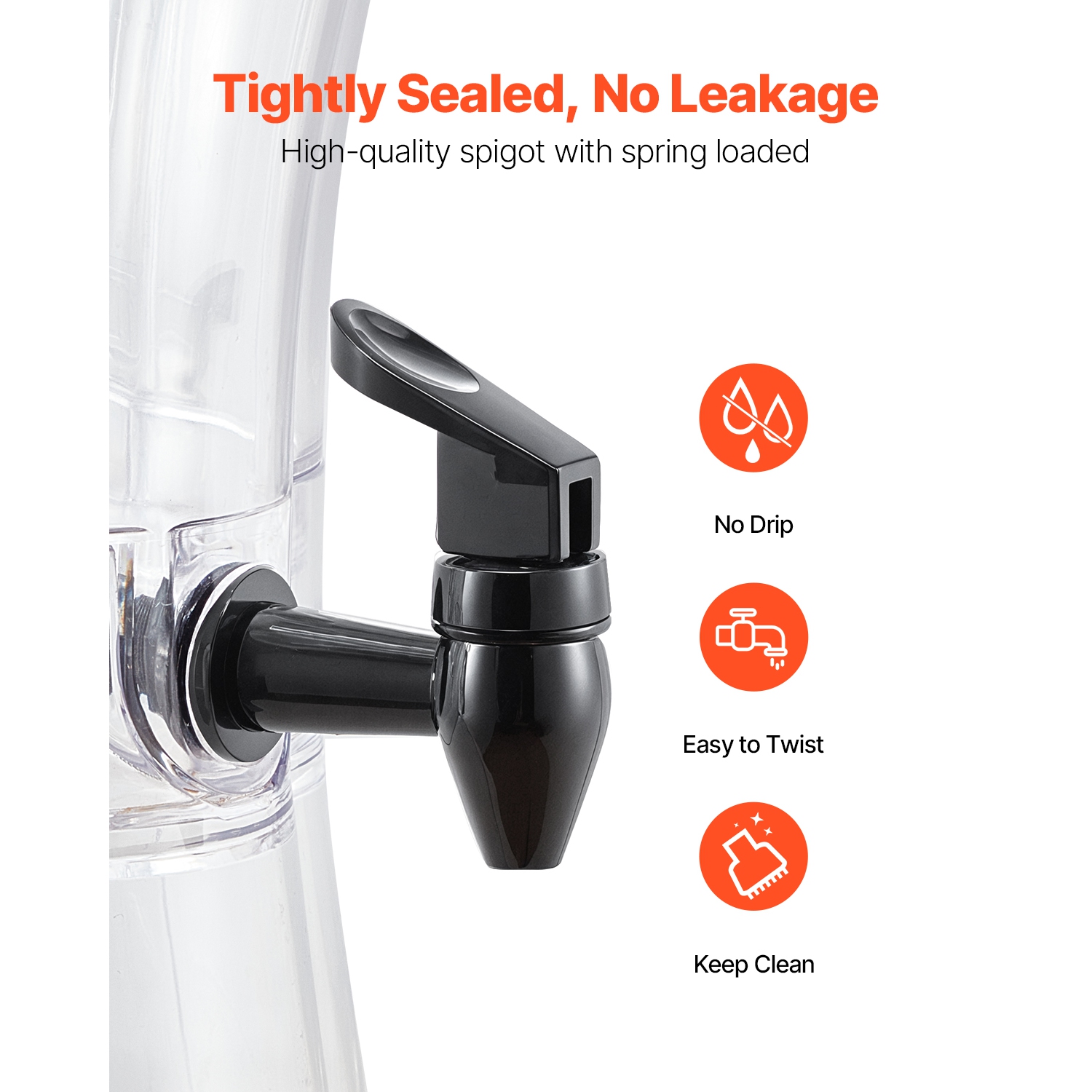 VEVOR 3.4 Gallon Beverage Dispenser, Drink Dispenser for Parties, Plastic Juice Dispensers with No-Drip Spigot, Iced Tea Lemonade Juice Water