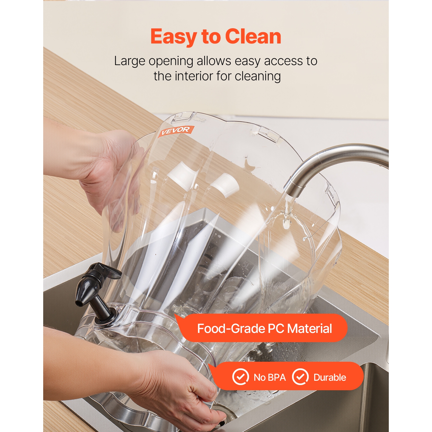 VEVOR 3.4 Gallon Beverage Dispenser, Drink Dispenser for Parties, Plastic Juice Dispensers with No-Drip Spigot, Iced Tea Lemonade Juice Water