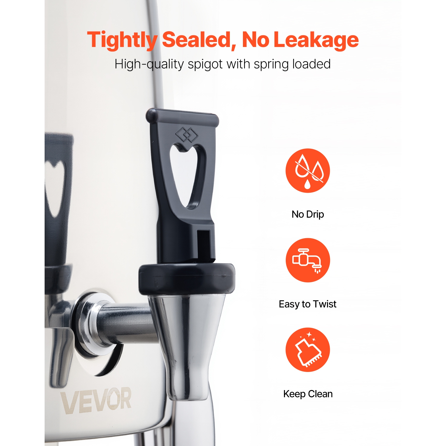 VEVOR 2.7 Gallon Stainless Steel Beverage Dispenser, Drink Dispenser with Alcohol Burner, Hot & Cold Drink Dispensers for Coffee Tea Hot Water, with