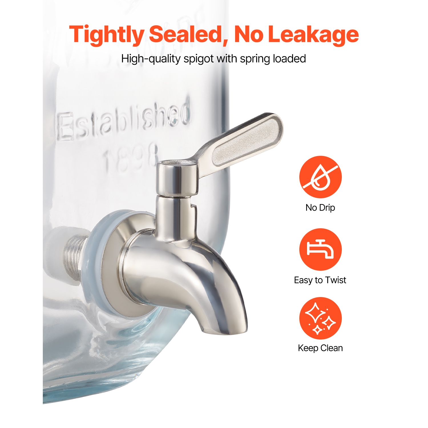 VEVOR 3 Pack 1 Gallon Beverage Dispenser, Drink Dispensers for Parties, Glass Juice Dispenser with Wood Stand, Stainless Steel Spigot, Iced Tea