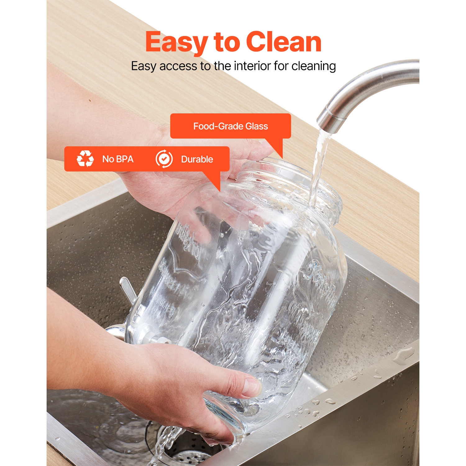 VEVOR 3 Pack 1 Gallon Beverage Dispenser, Drink Dispensers for Parties, Glass Juice Dispenser with Wood Stand, Stainless Steel Spigot, Iced Tea