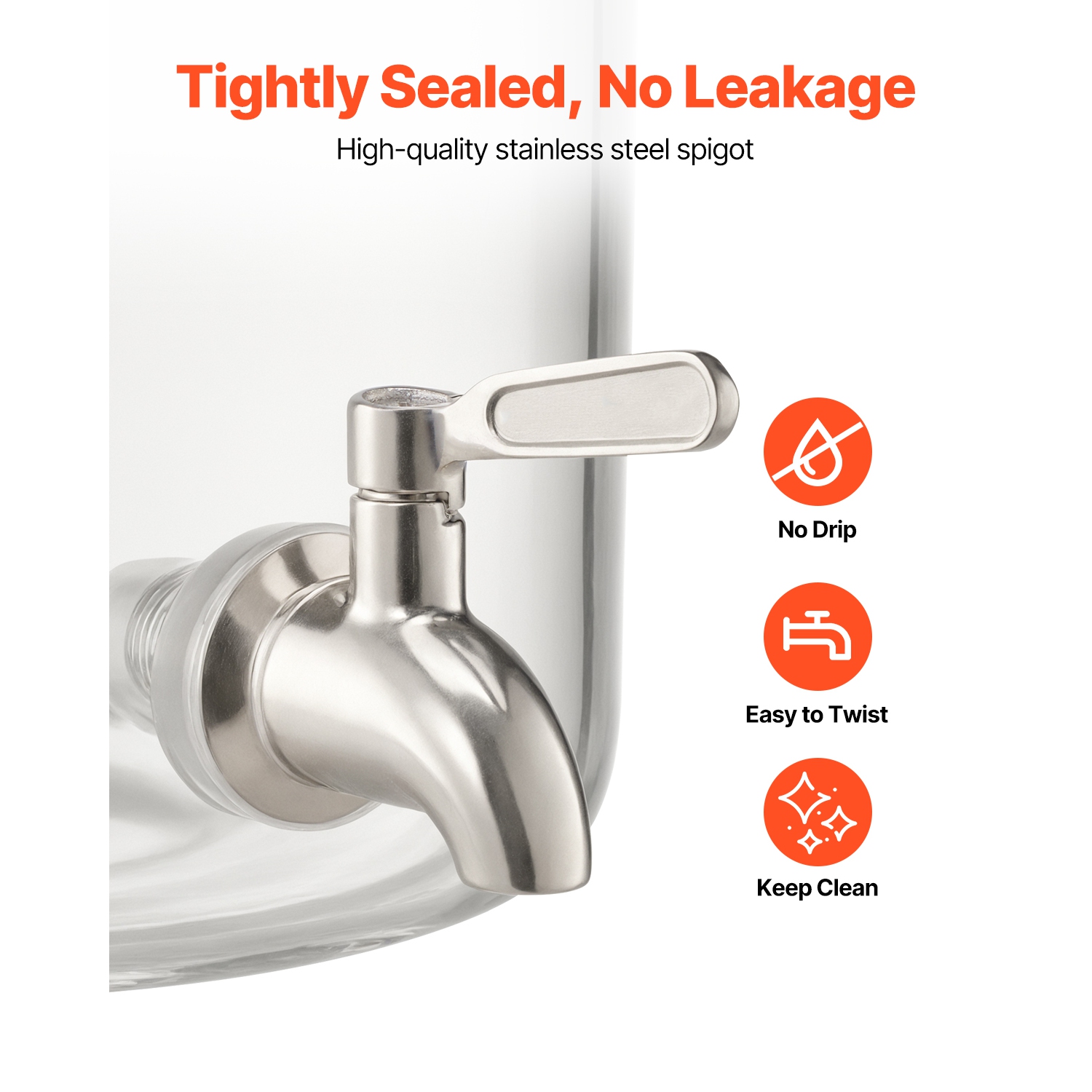 VEVOR 3.5 Gallon Beverage Dispenser, Drink Dispensers for Parties, Glass Juice Dispenser with Wood Stand, Stainless Steel Spigot, Iced Tea Lemonade