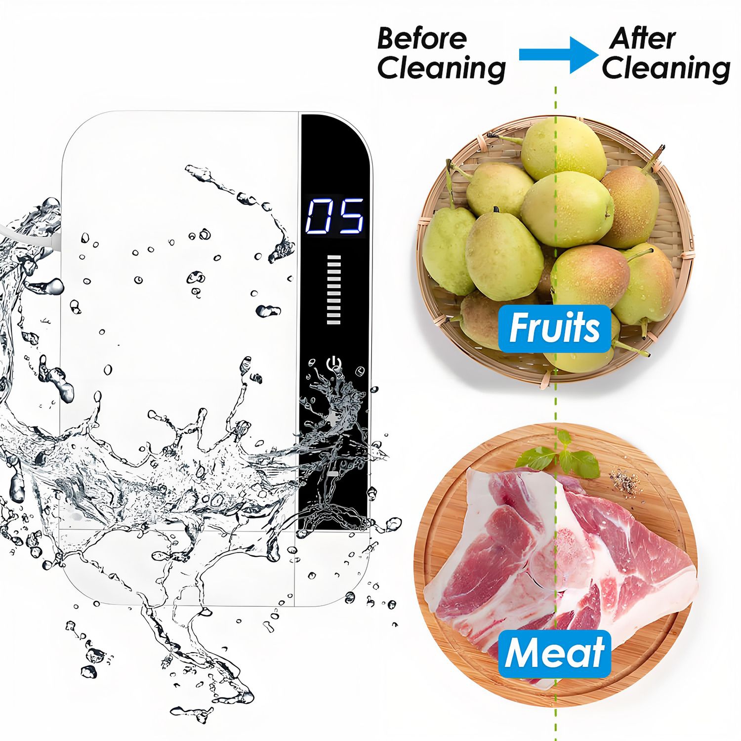 Ozone Generator Machine Portable Multipurpose Digital Ozone Generator with Timer for Water, Vegetable, Fruit, Meat 600mg/h