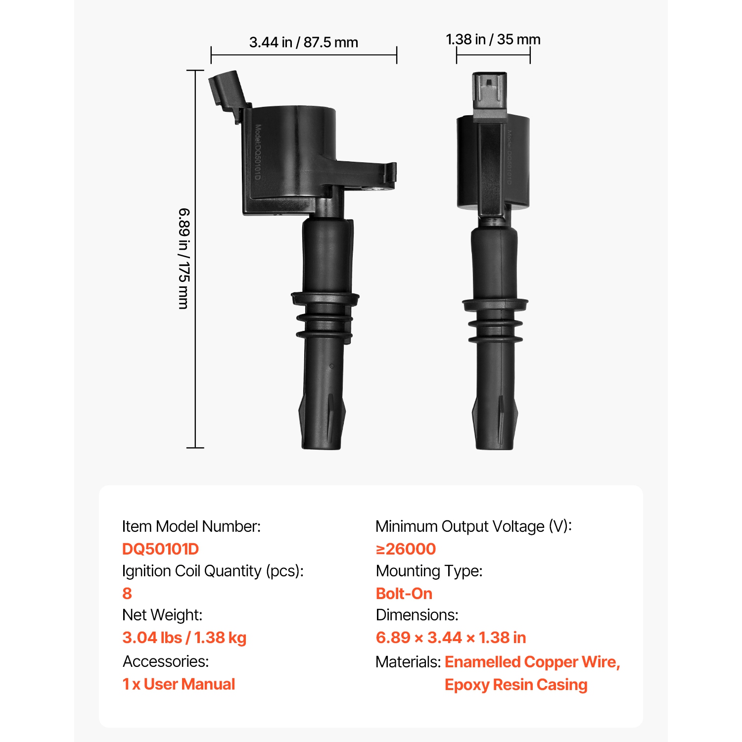 Ensemble de 8 bobines d'allumage VEVOR pour Ford Expedition F150 F250 F350 Lincoln Mark LT & Navigator, pour moteurs 4,6&nbsp;L 5,4&nbsp;L V8