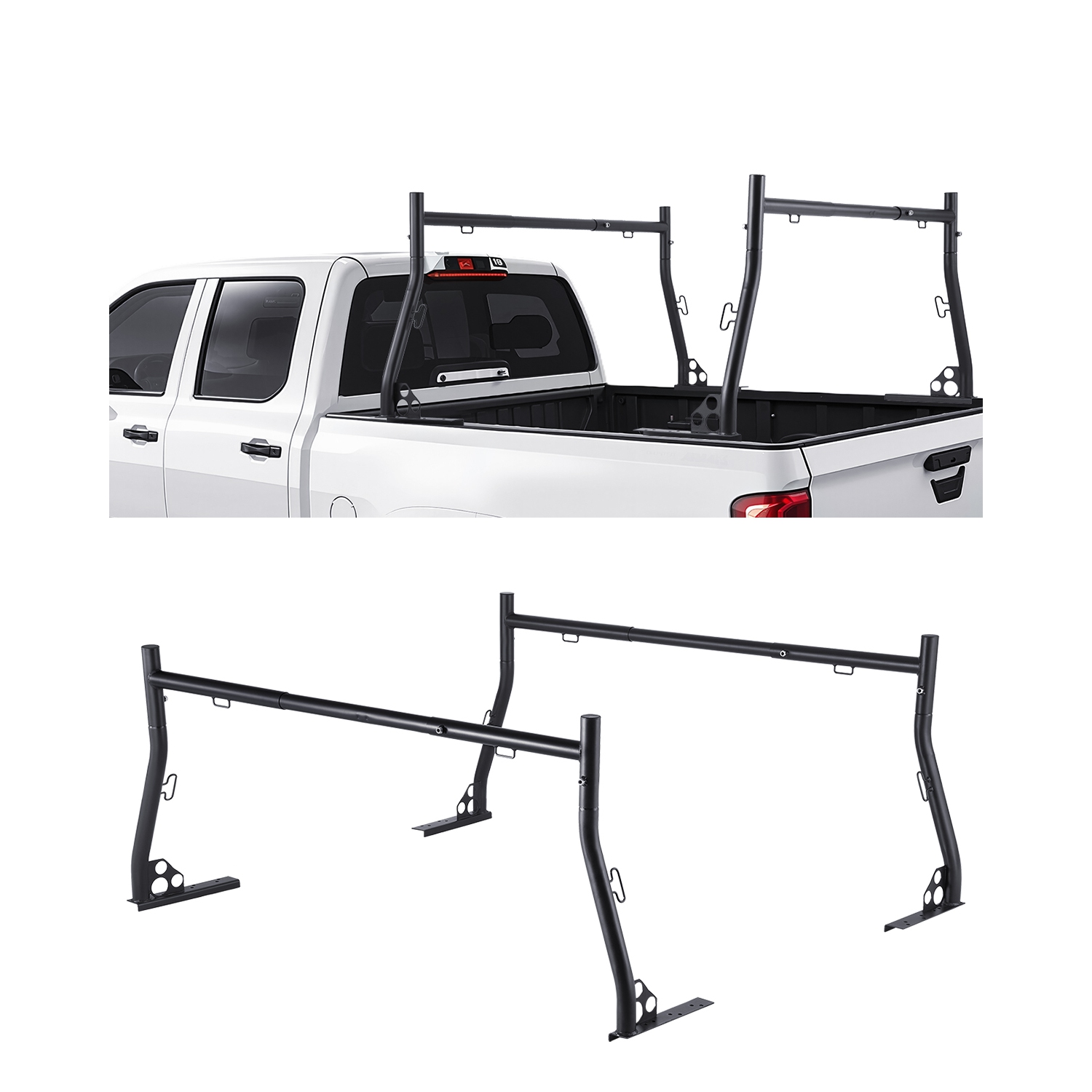 VEVOR 49-73 in Width Truck Ladder Rack, Extendable Universal Cargo Rack, Heavy Duty Steel with 800lbs Static Load Capacity, for Canoes, Surfboards,