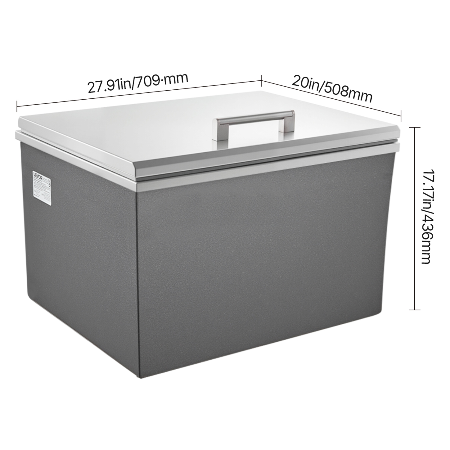 VEVOR 28"L x 20"W x 17"H Drop in Ice Chest,Stainless Steel Drop in Cooler, 113.7 Quart Commercial Ice Bin with Flip Lid for Outdoor Kitchen Patio